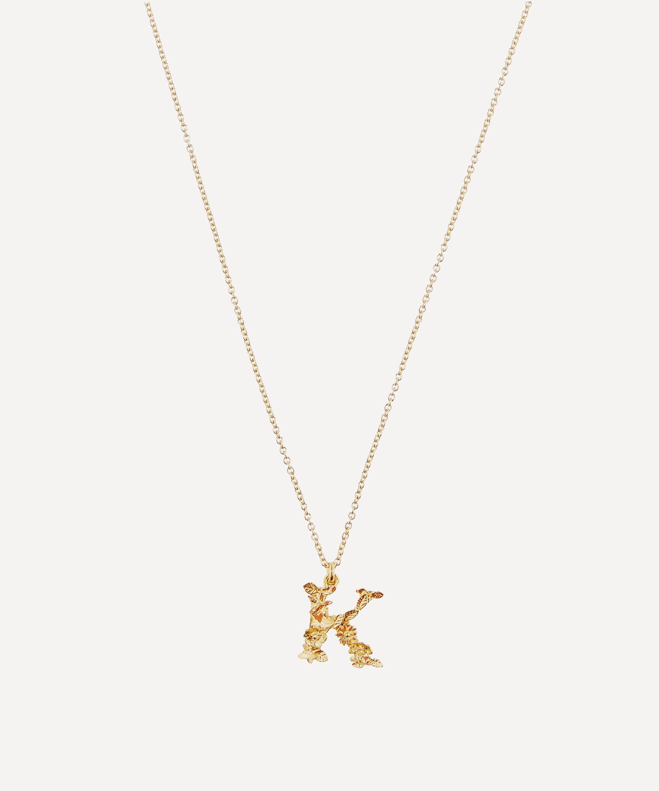Alex Monroe Gold-Plated Floral Letter K Alphabet Necklace