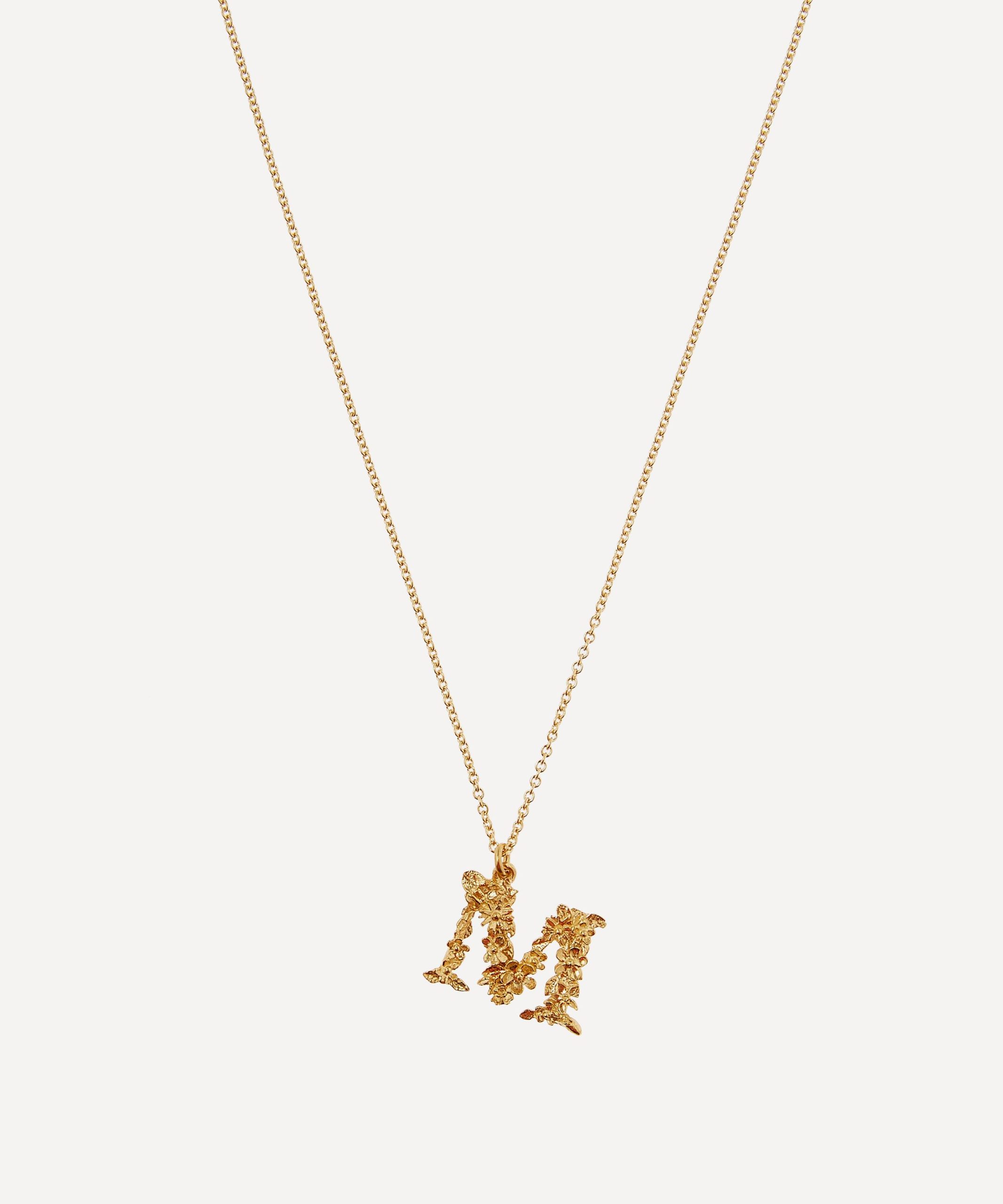Alex Monroe Gold-Plated Floral Letter M Alphabet Necklace