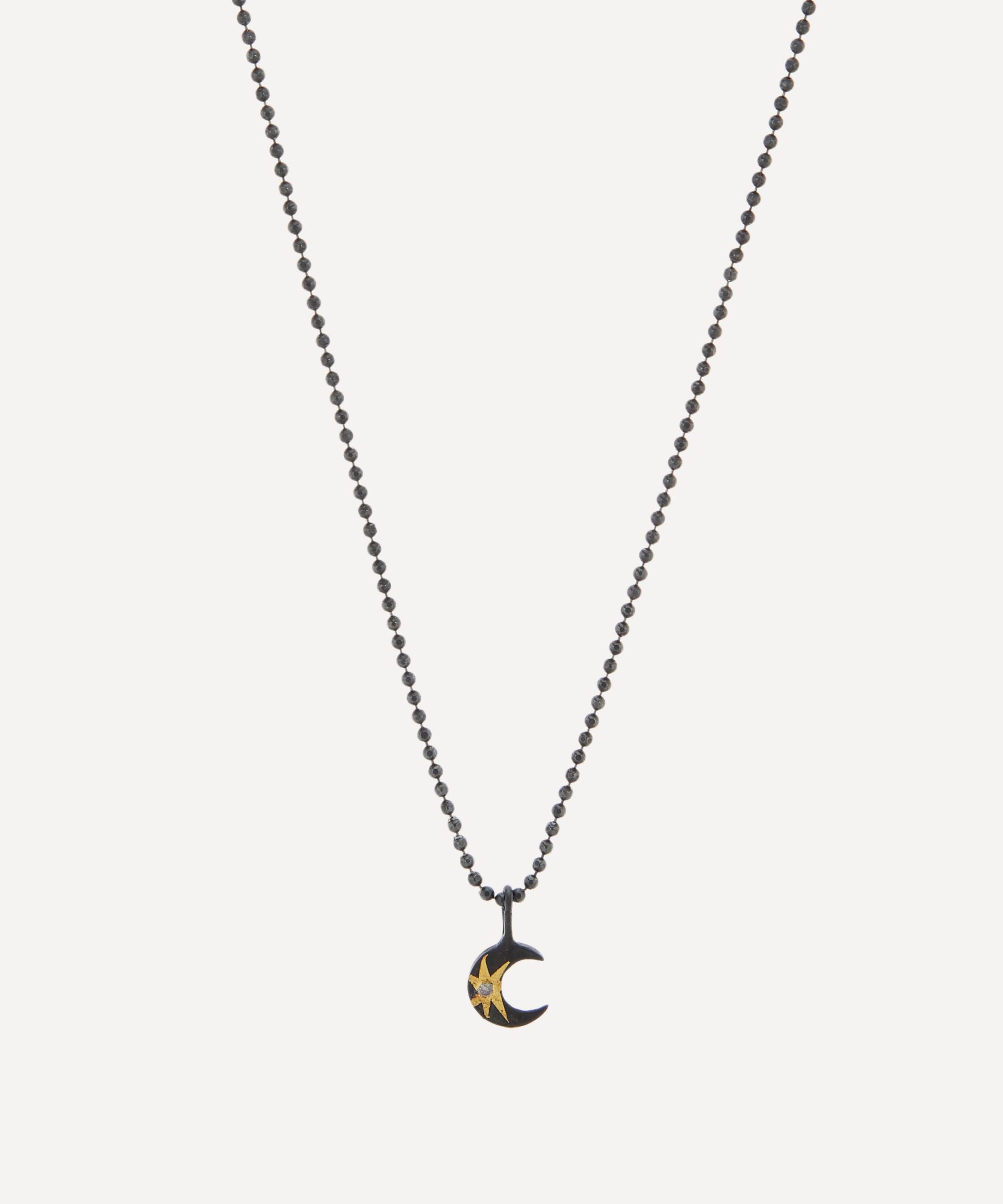 Acanthus Mixed Metal Tiny Celestial Star Moon Pendant Necklace