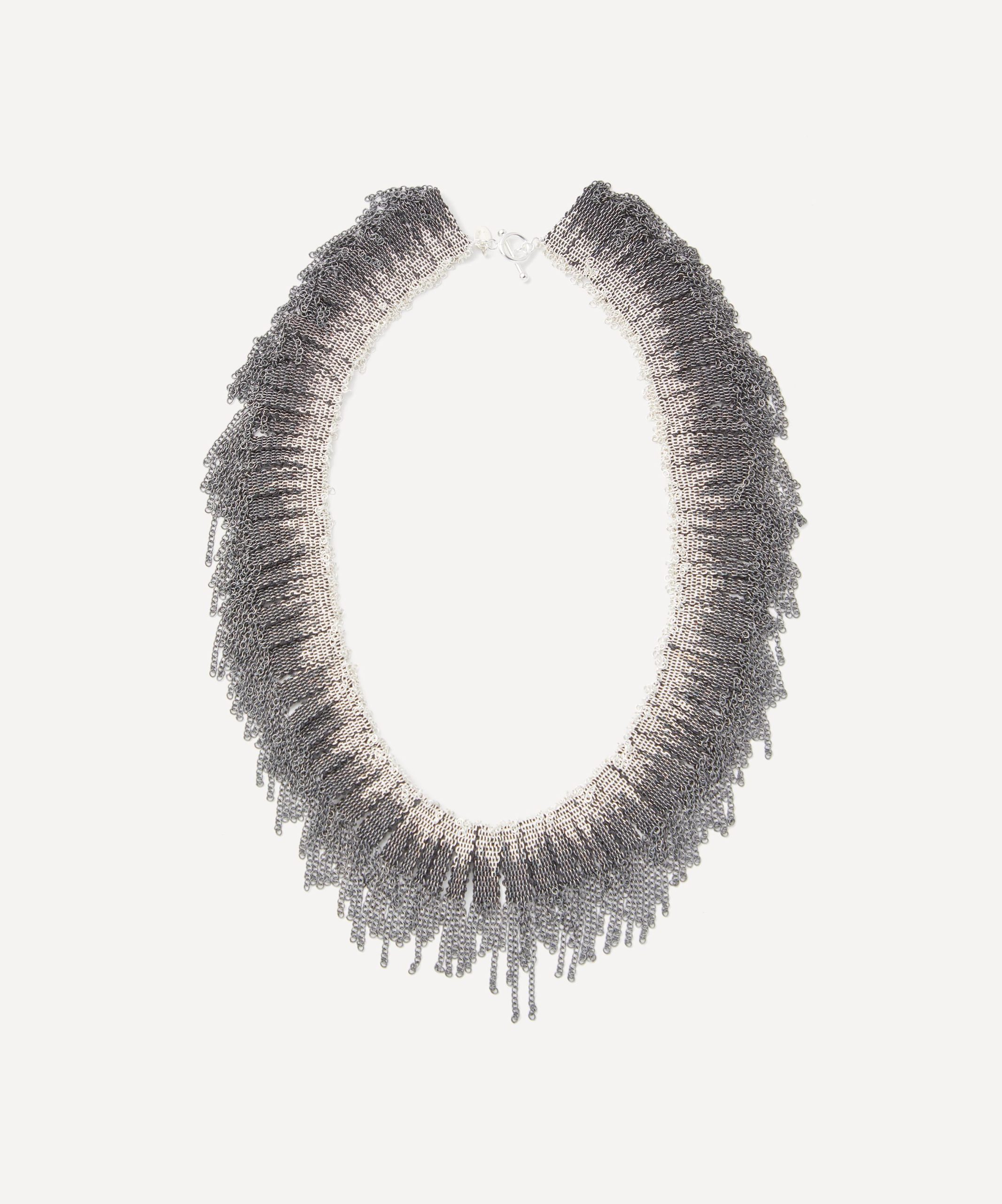 Stephanie Schneider Oxidised Silver Wide Fringe Chain NecklaceOxidised Silver Wide Fringe Chain Necklace