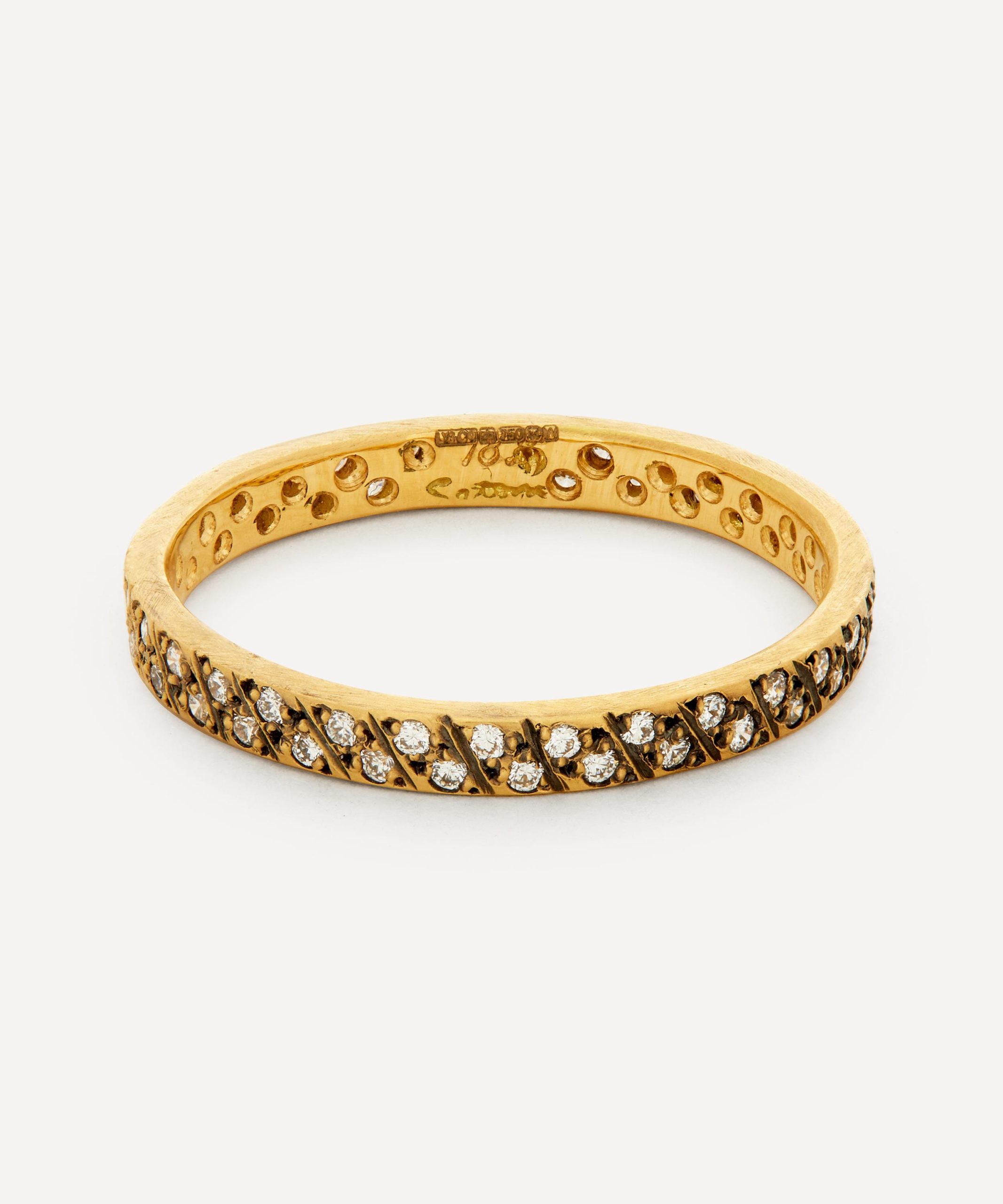 Satomi Kawakita Gold Diagonal Antiqued Diamond Ring