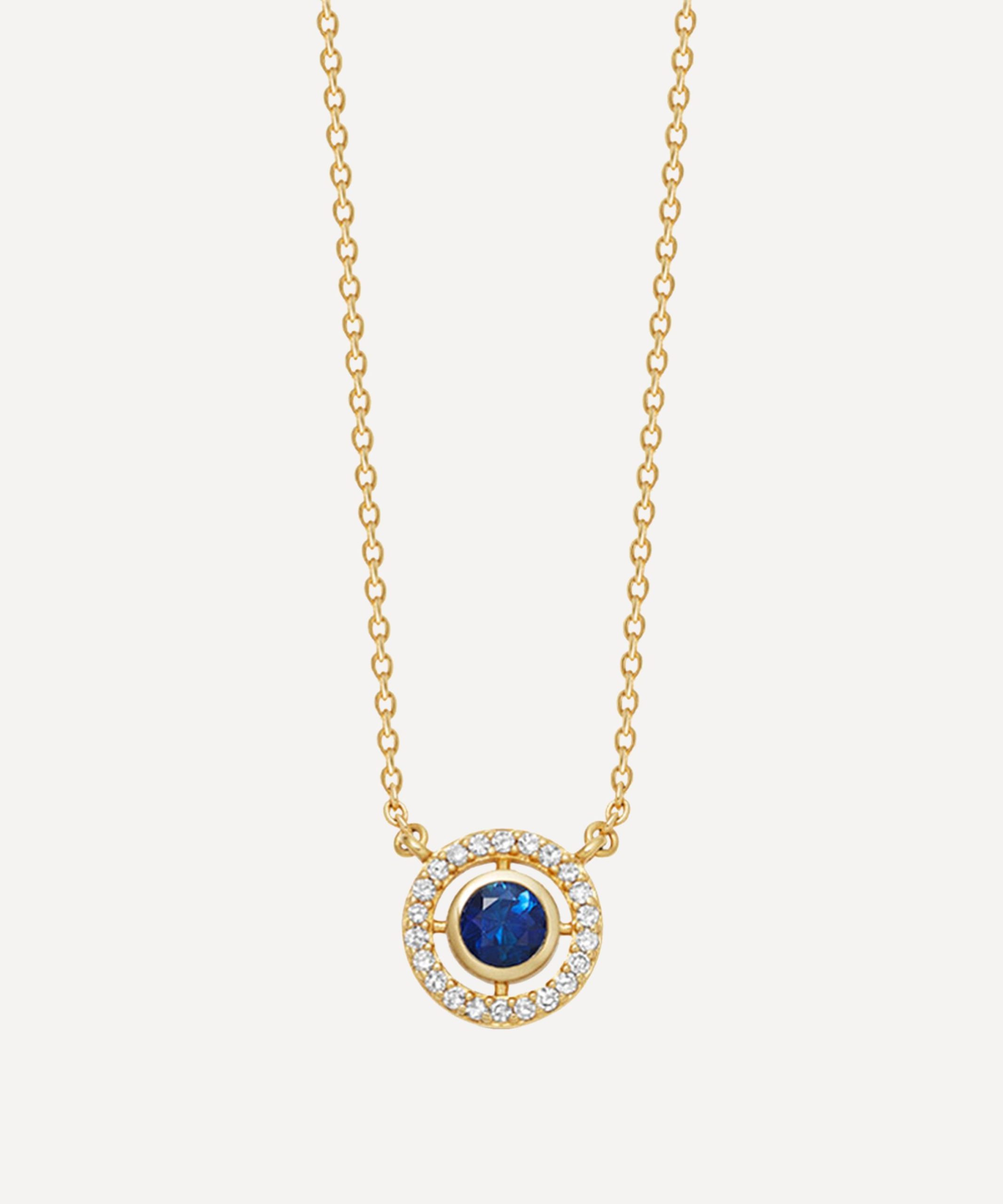 Astley Clarke 14ct Gold Mini Icon Aura Blue Sapphire and Diamond Pendant Necklace