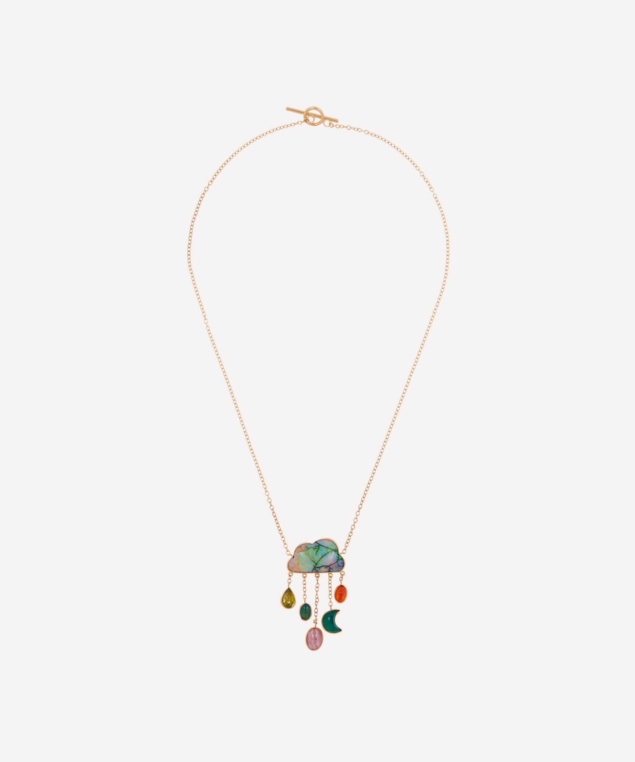 Grainne Morton Gold-Plated Opal Cloud and Rain Multi-Stone Pendant Necklace