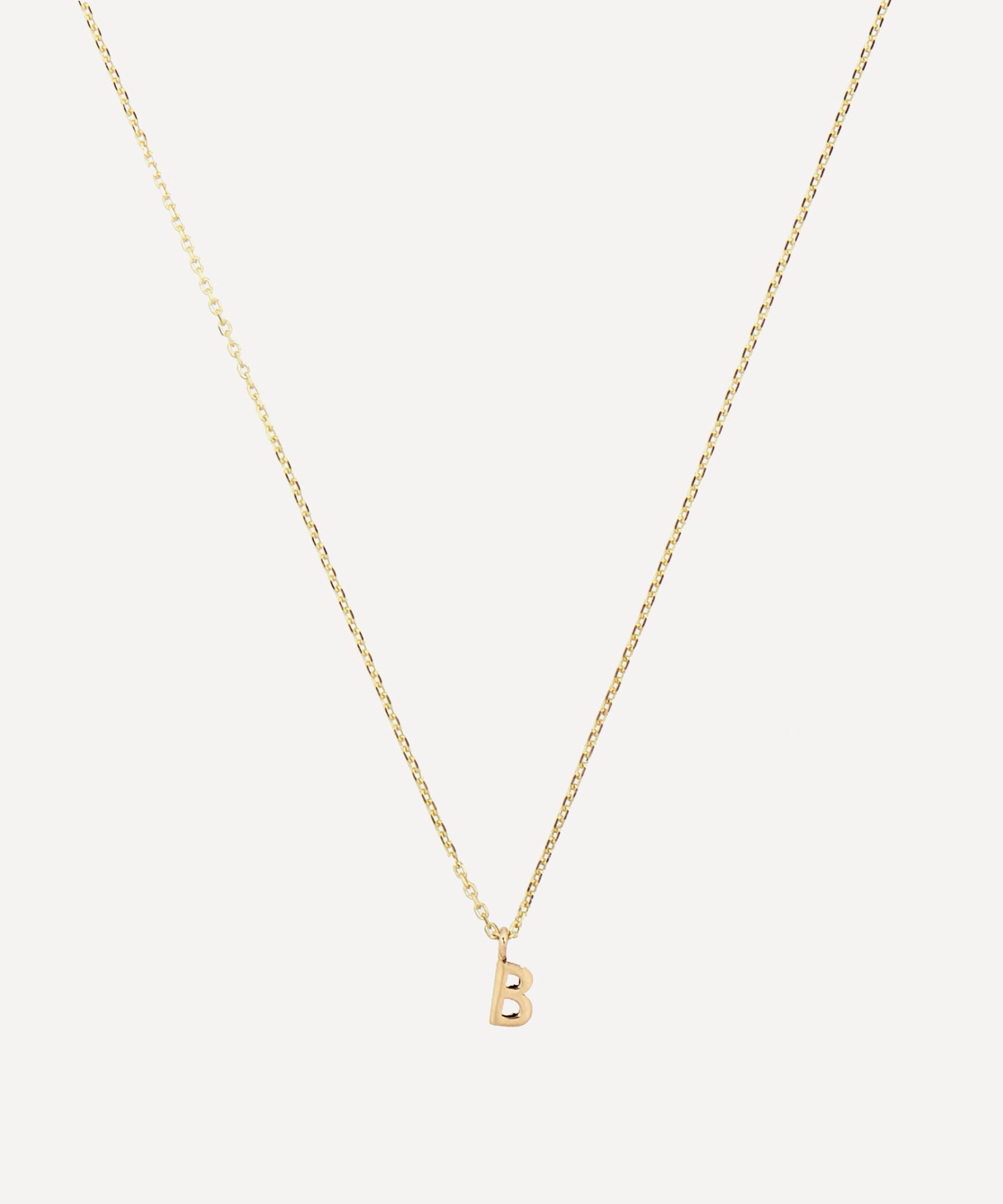 AURUM + GREY 9ct Gold B Initial Pendant Necklace