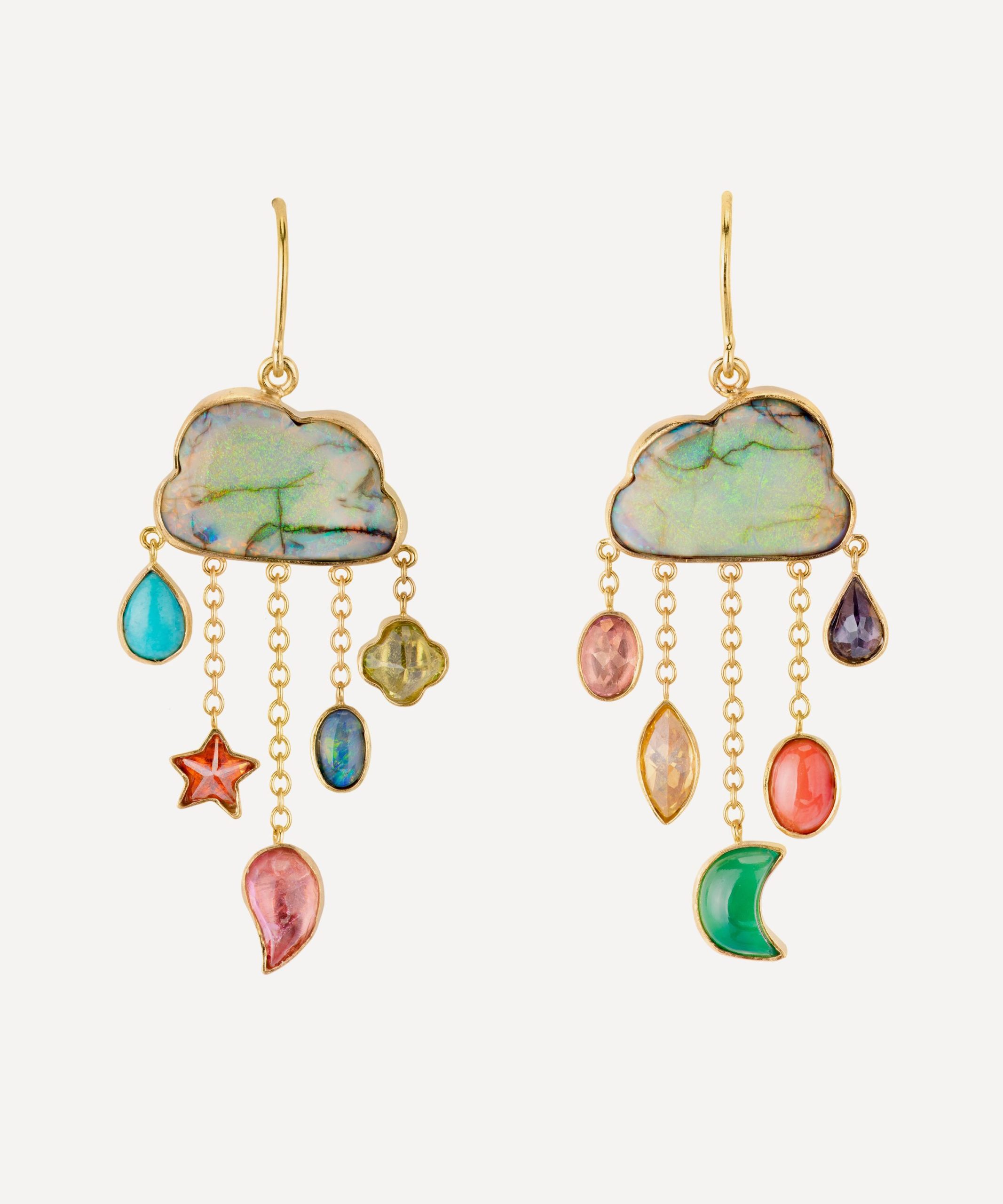 Grainne Morton 18ct Gold-Plated Cloud And Rain Opal Chain Drop Earrings