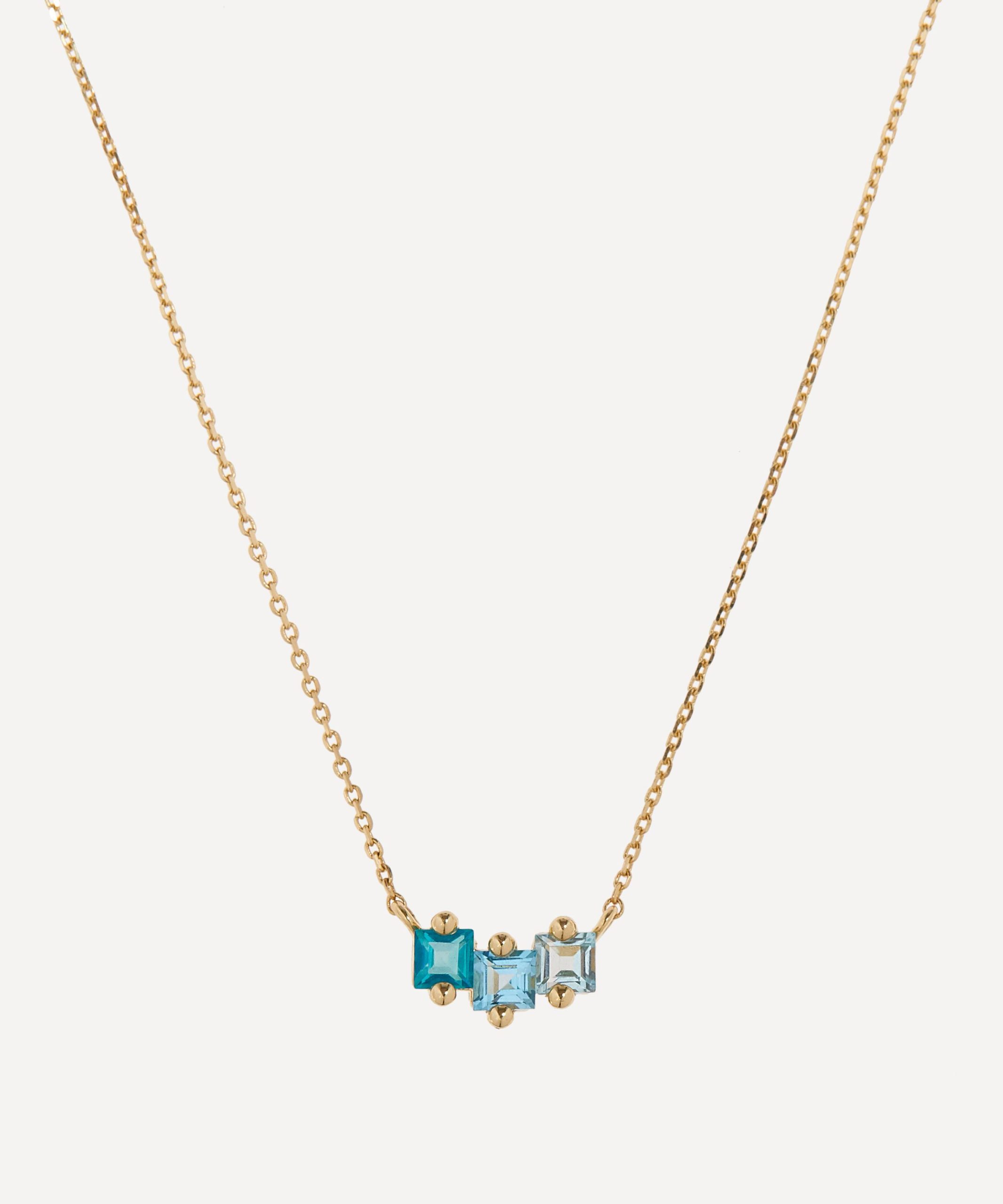 Suzanne Kalan 14ct Gold Topaz Mini Bar Pendant Necklace