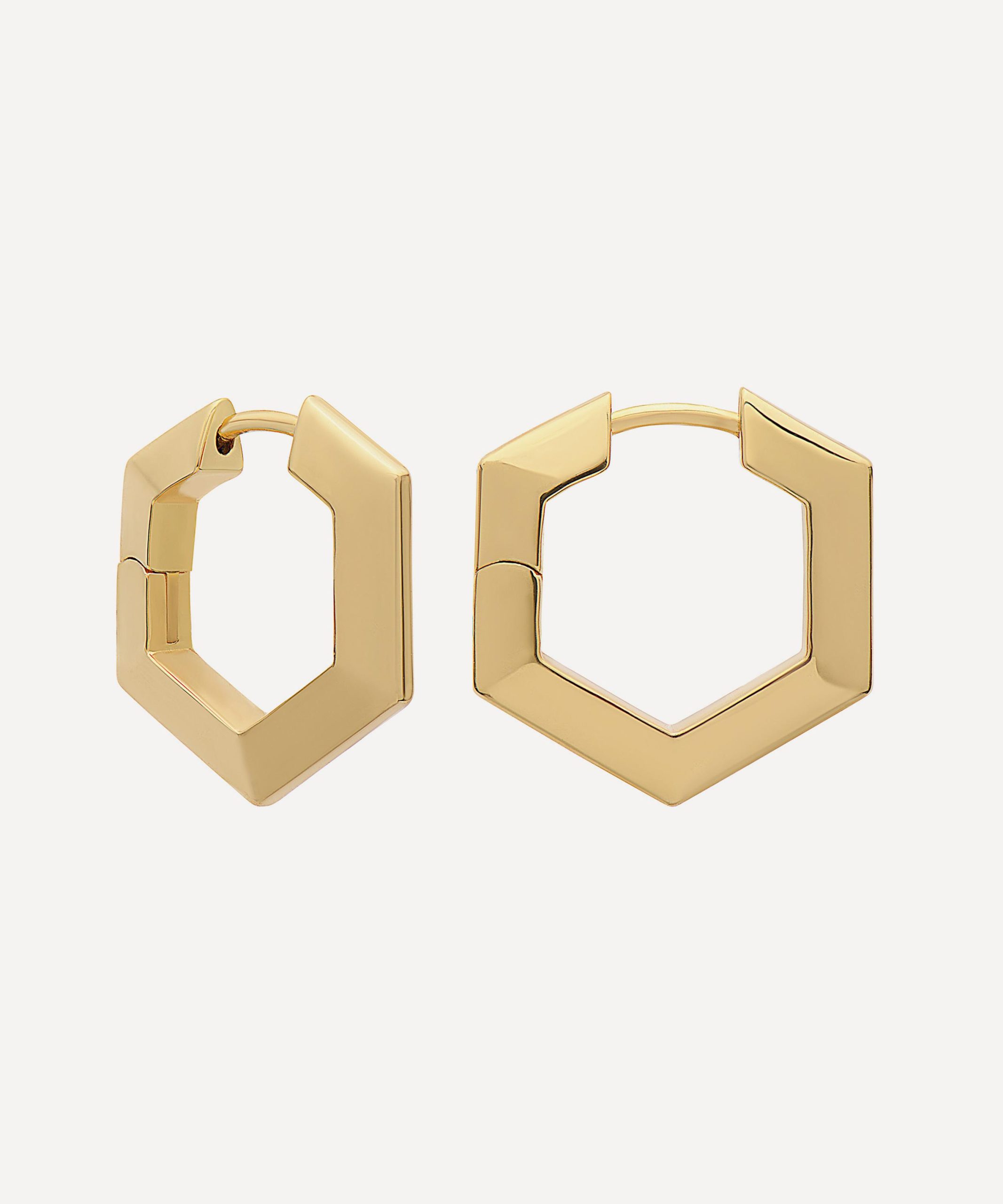Rachel Jackson 22ct Gold-Plated Bevelled Hexagon Hoop Earrings