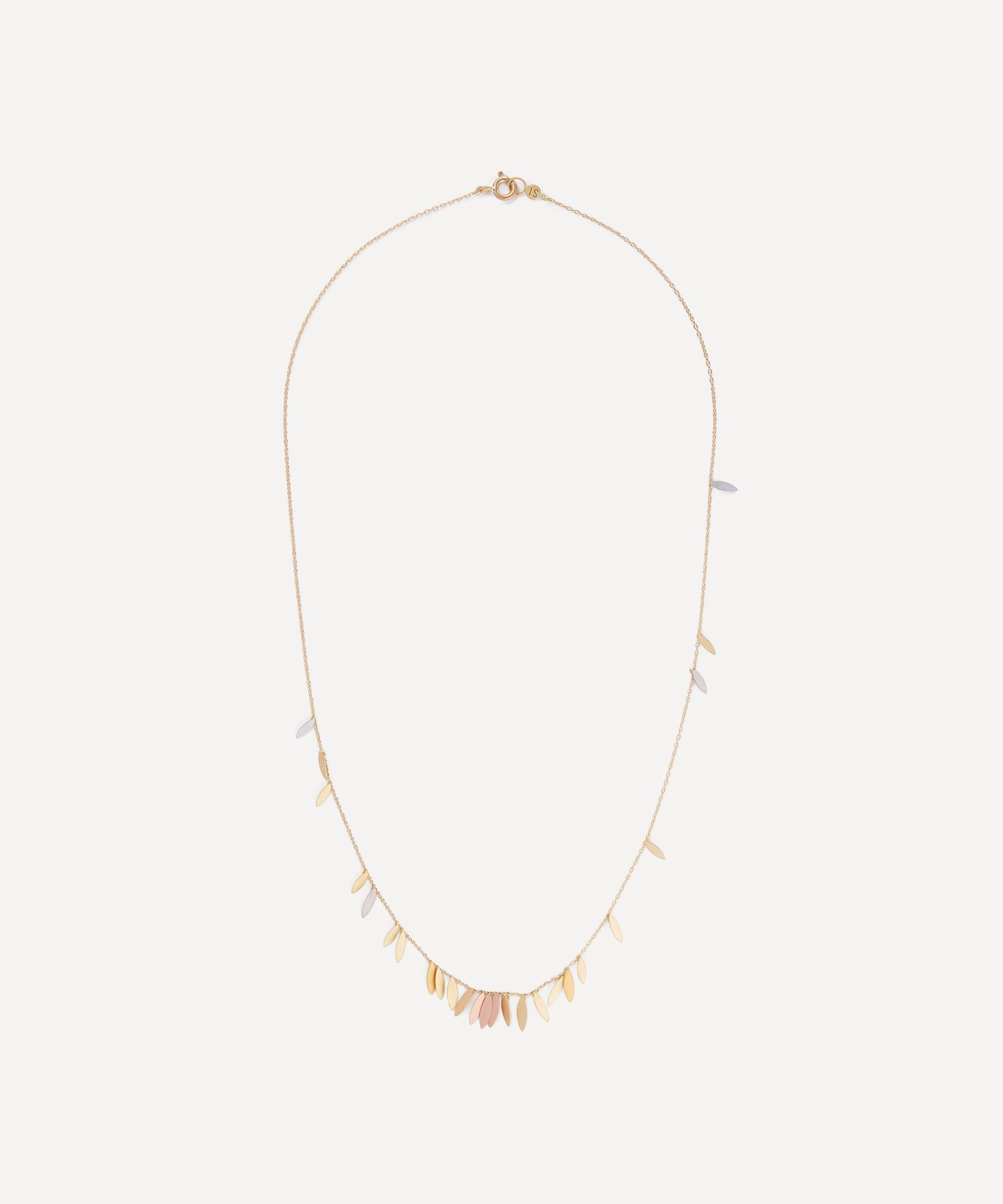 Sia Taylor 18ct-24ct Gold Rainbow Scattered Leaf Necklace