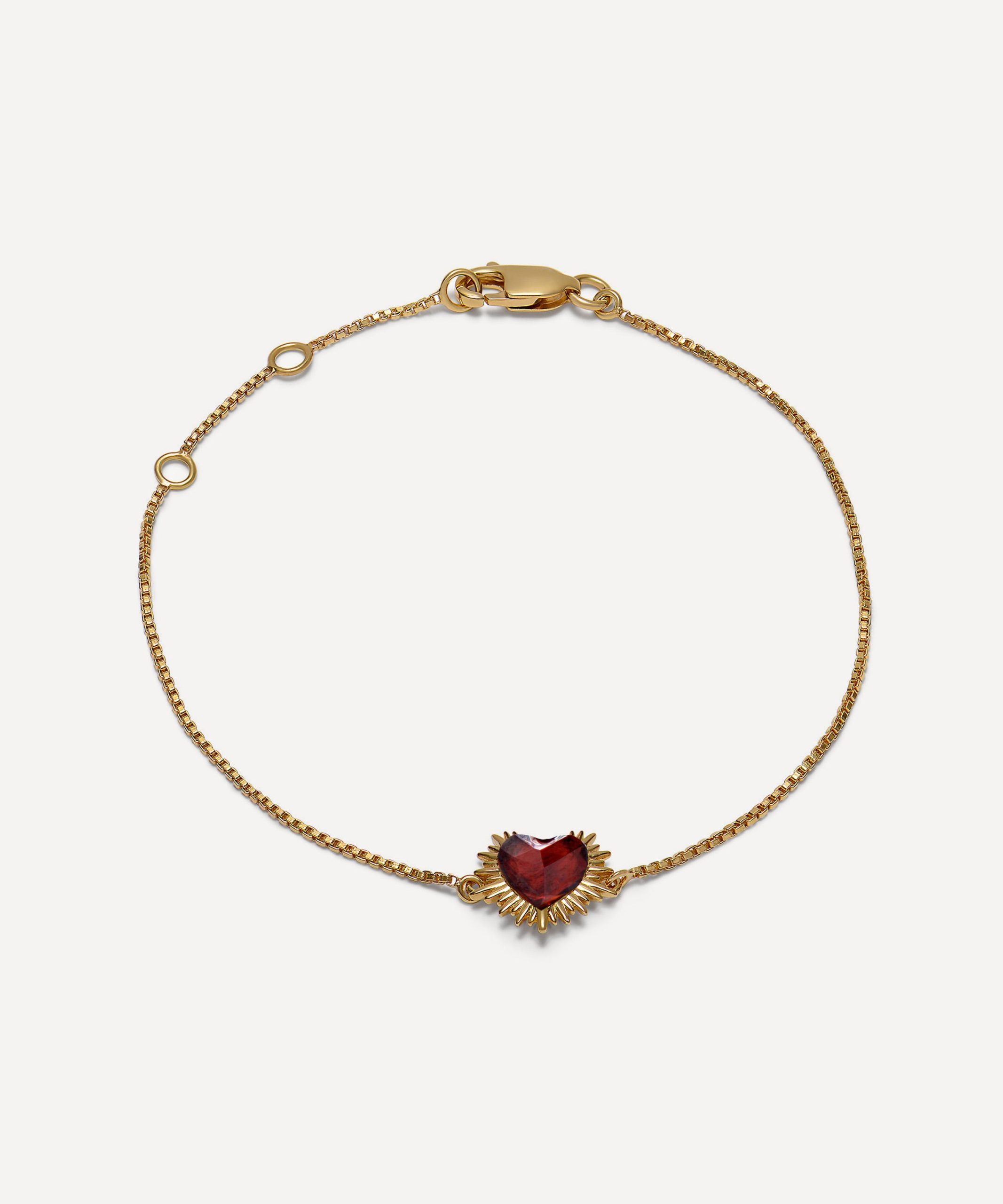 Rachel Jackson 22ct Gold-Plated Electric Love Mini Garnet Heart Bracelet