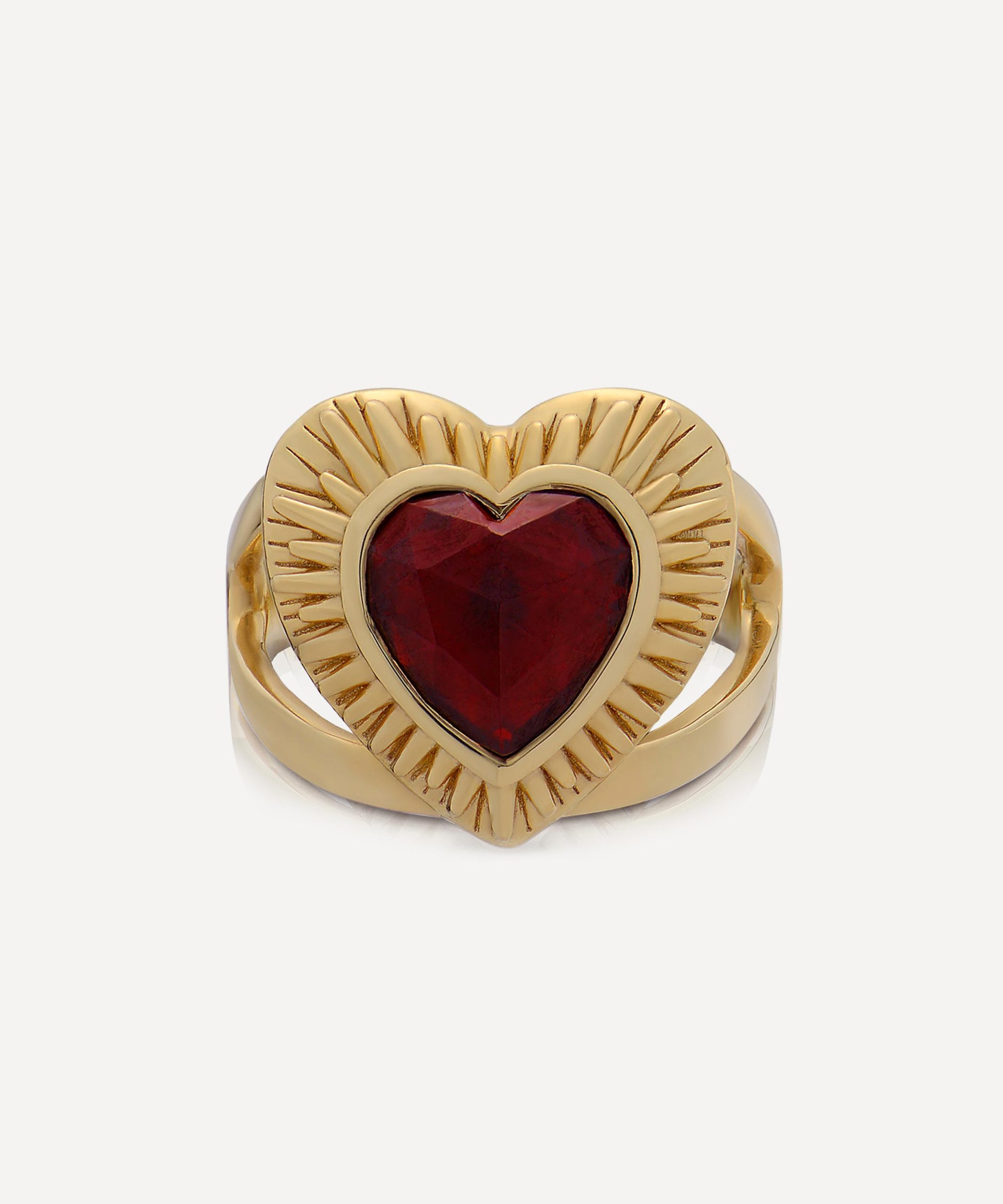 Rachel Jackson 22ct Gold-Plated Electric Love Statement Garnet Heart Ring