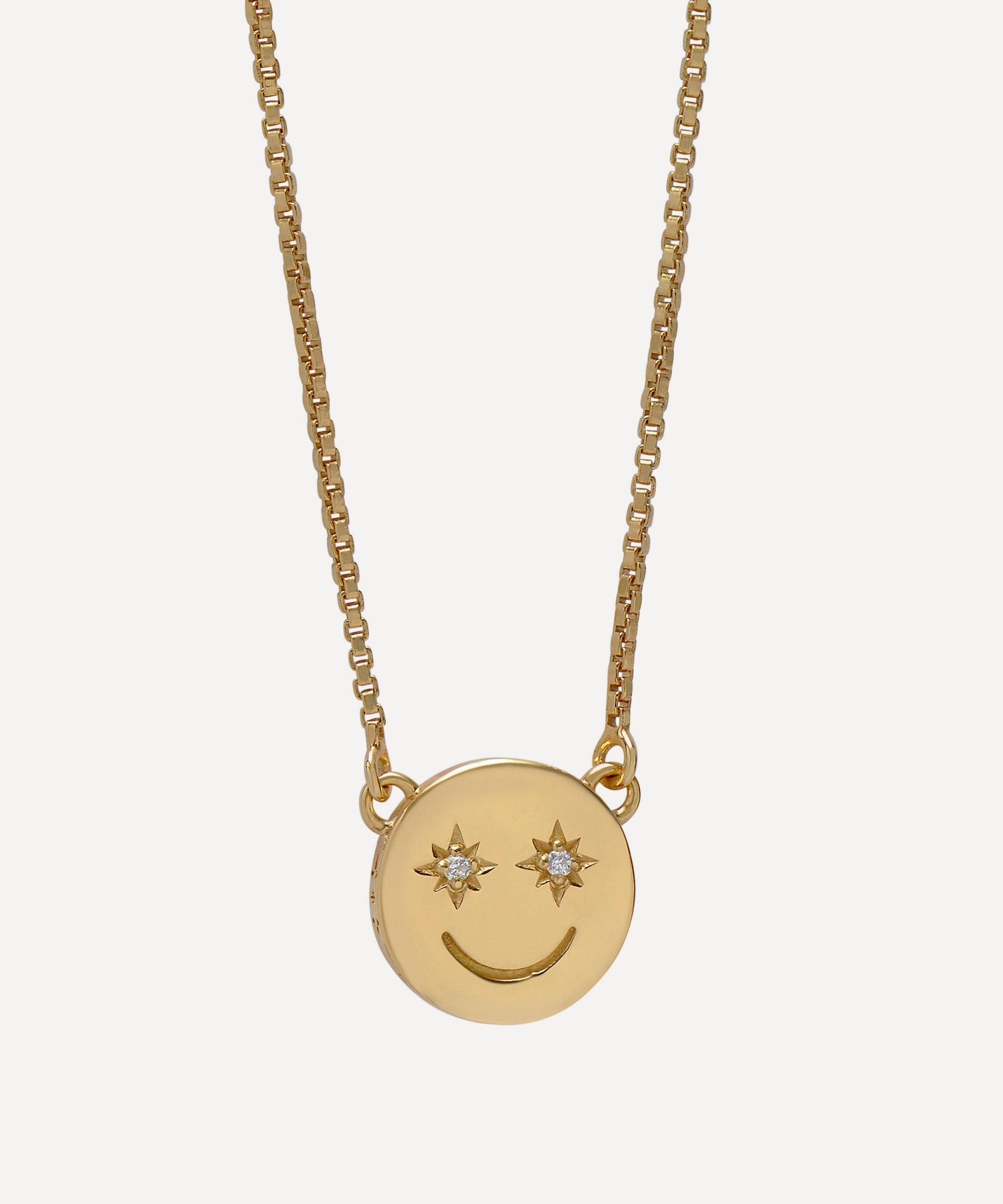 Rachel Jackson 22ct Gold-Plated Mini Happy Face Pendant Necklace