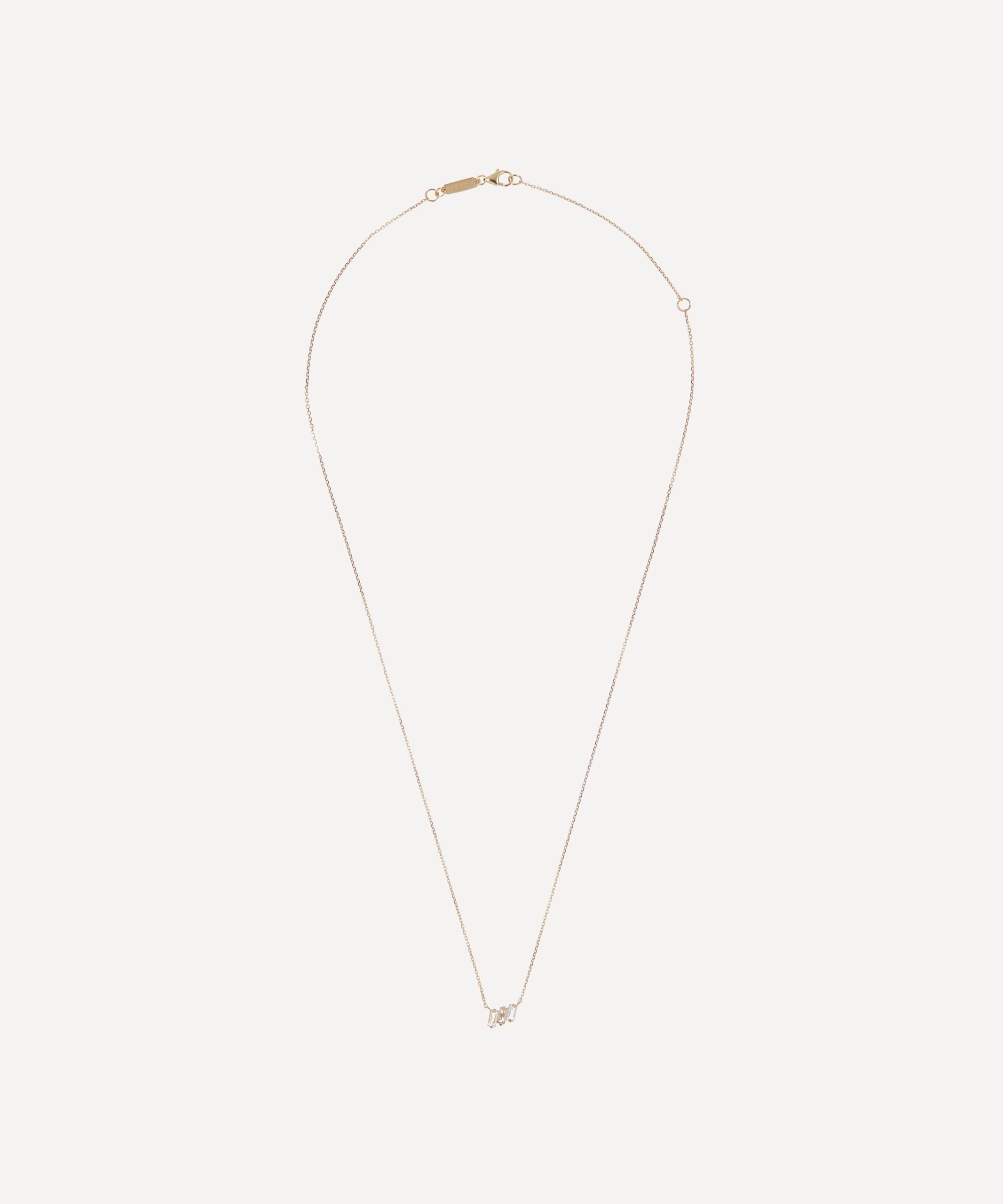 Suzanne Kalan 14ct Gold White Baguette Trio Pendant Necklace