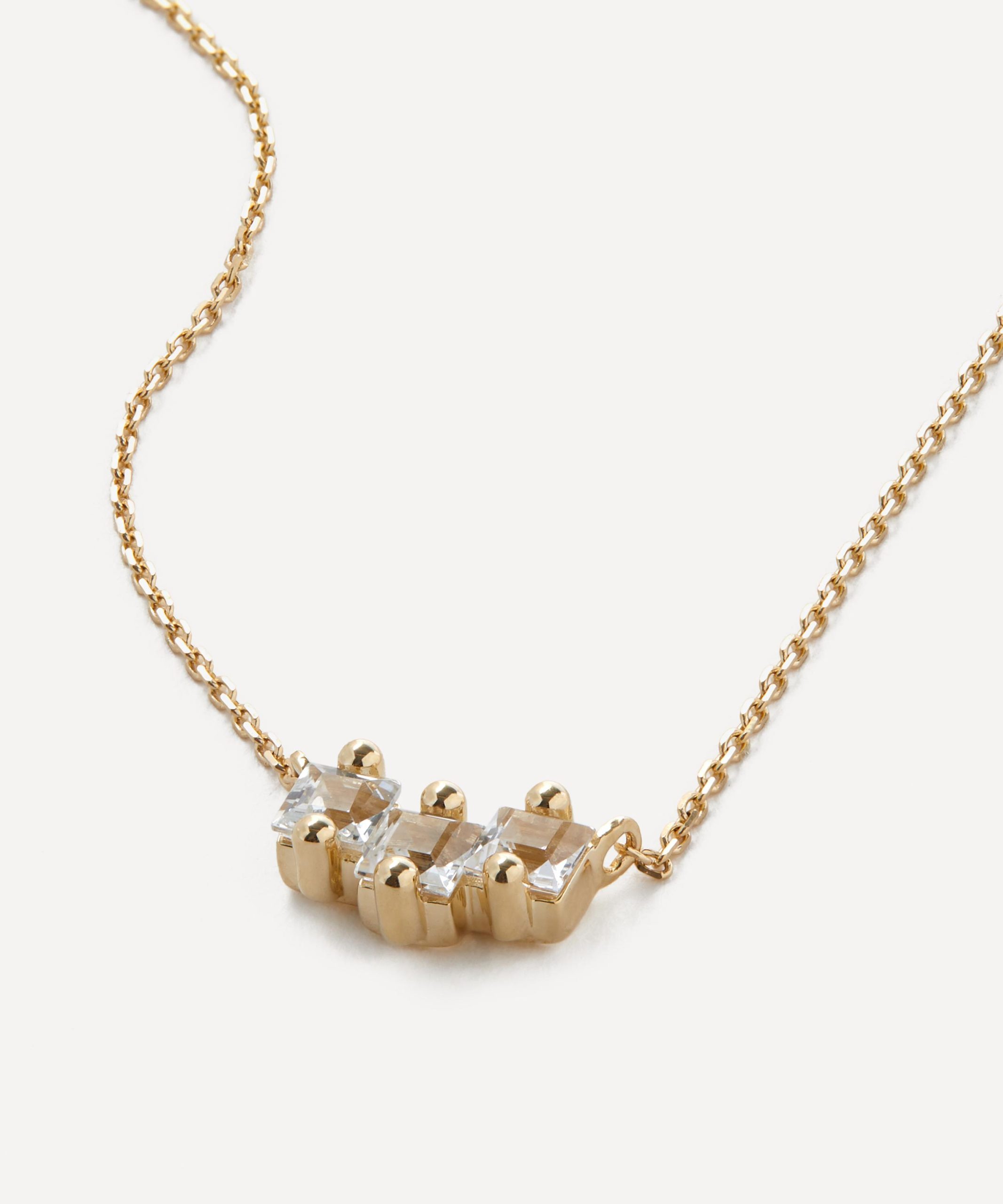 Suzanne Kalan 14ct Gold Princess Cut Trio Pendant Necklace