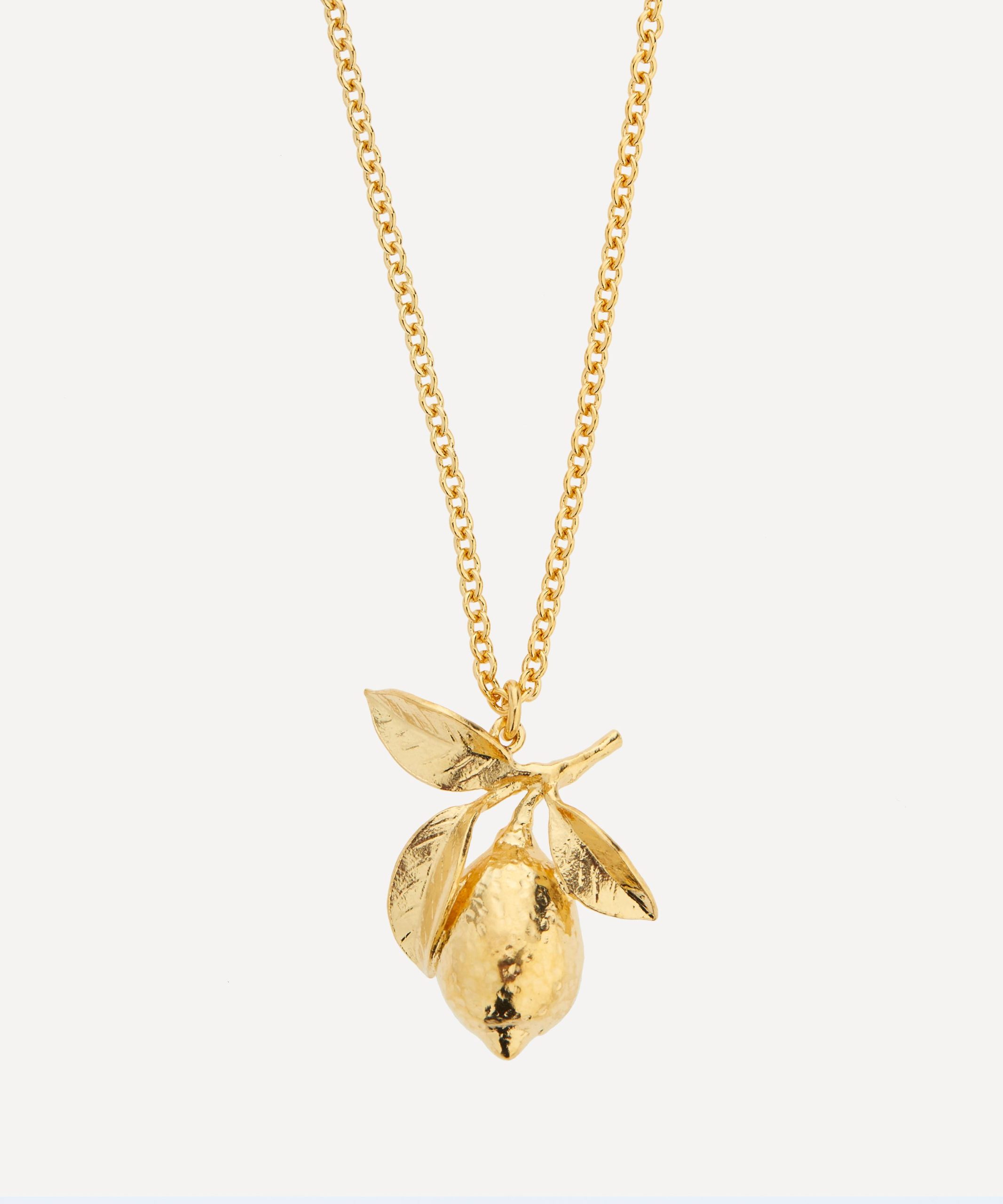 Alex Monroe 22ct Gold-Plated Large Lemon and Leaf Pendant Necklace