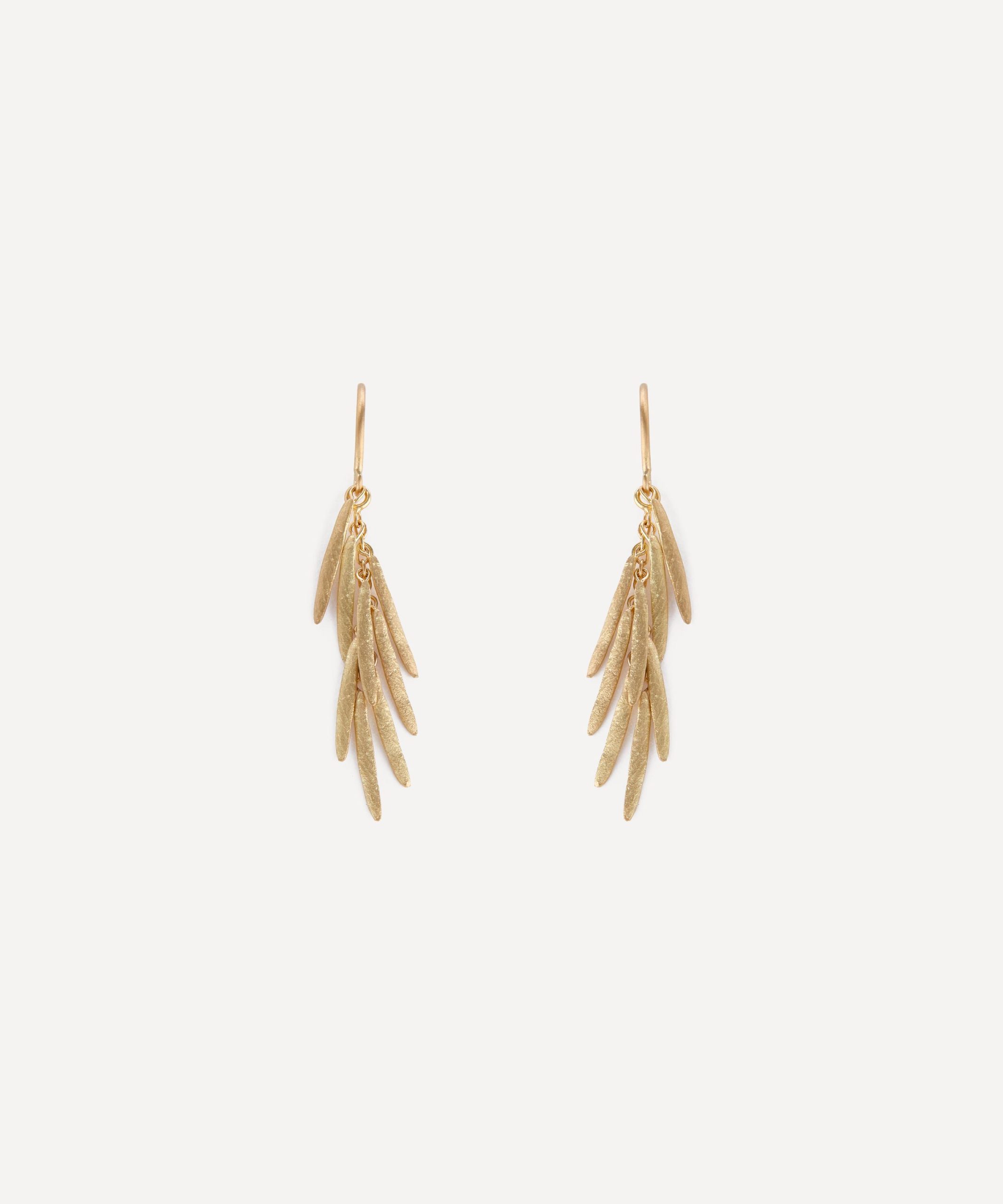 Sia Taylor 18ct Gold Grass Seeds Drop Earrings