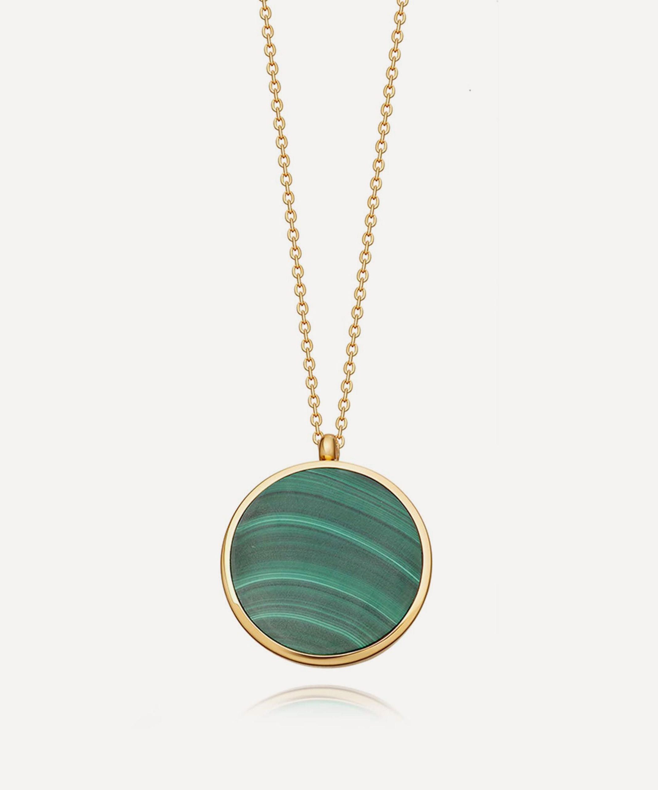Astley Clarke 18ct Gold Plated Vermeil Silver Stilla Malachite Locket Necklace