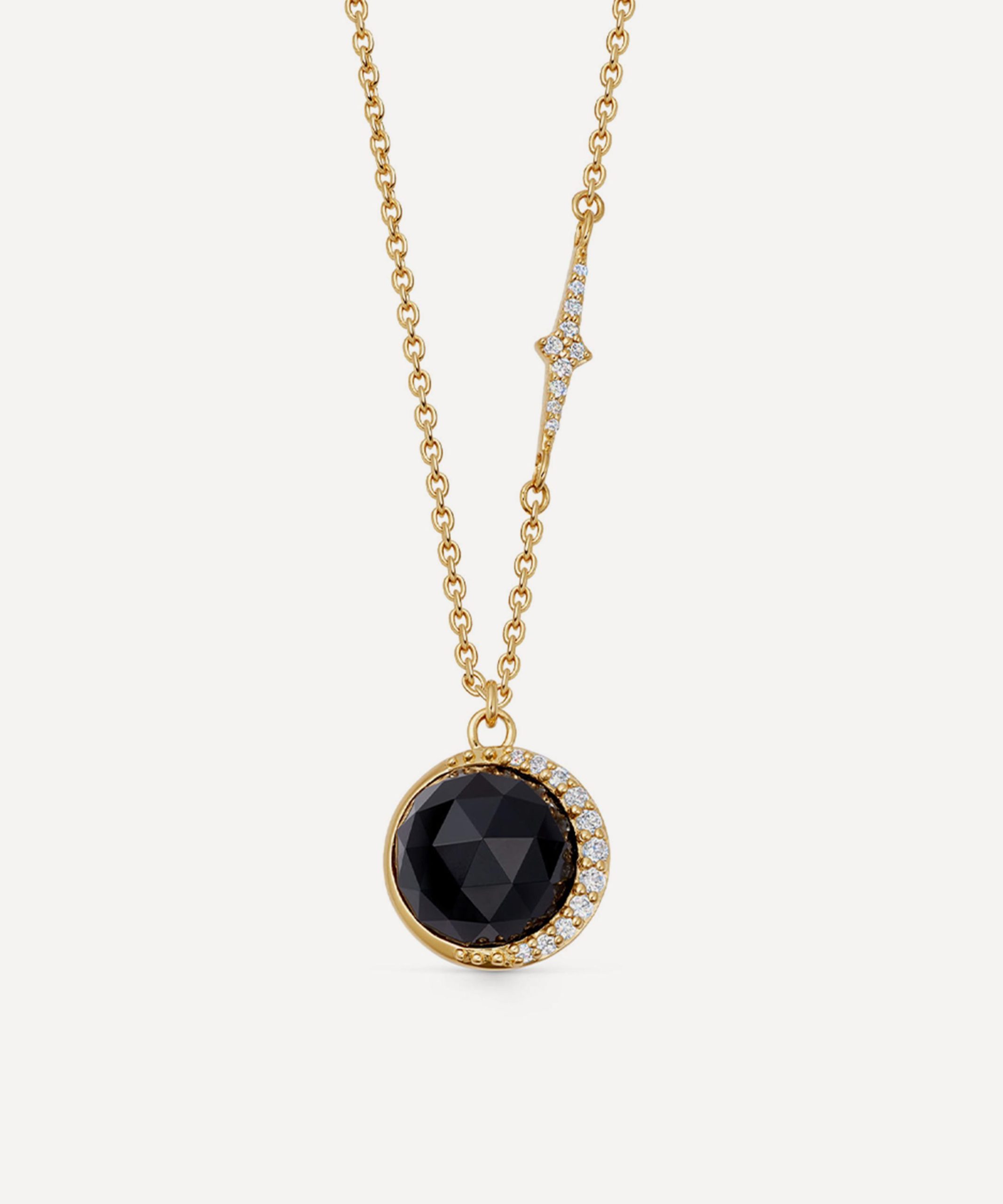 Astley Clarke 18ct Gold-Plated Vermeil Silver Large Luna Black Onyx Pendant Necklace