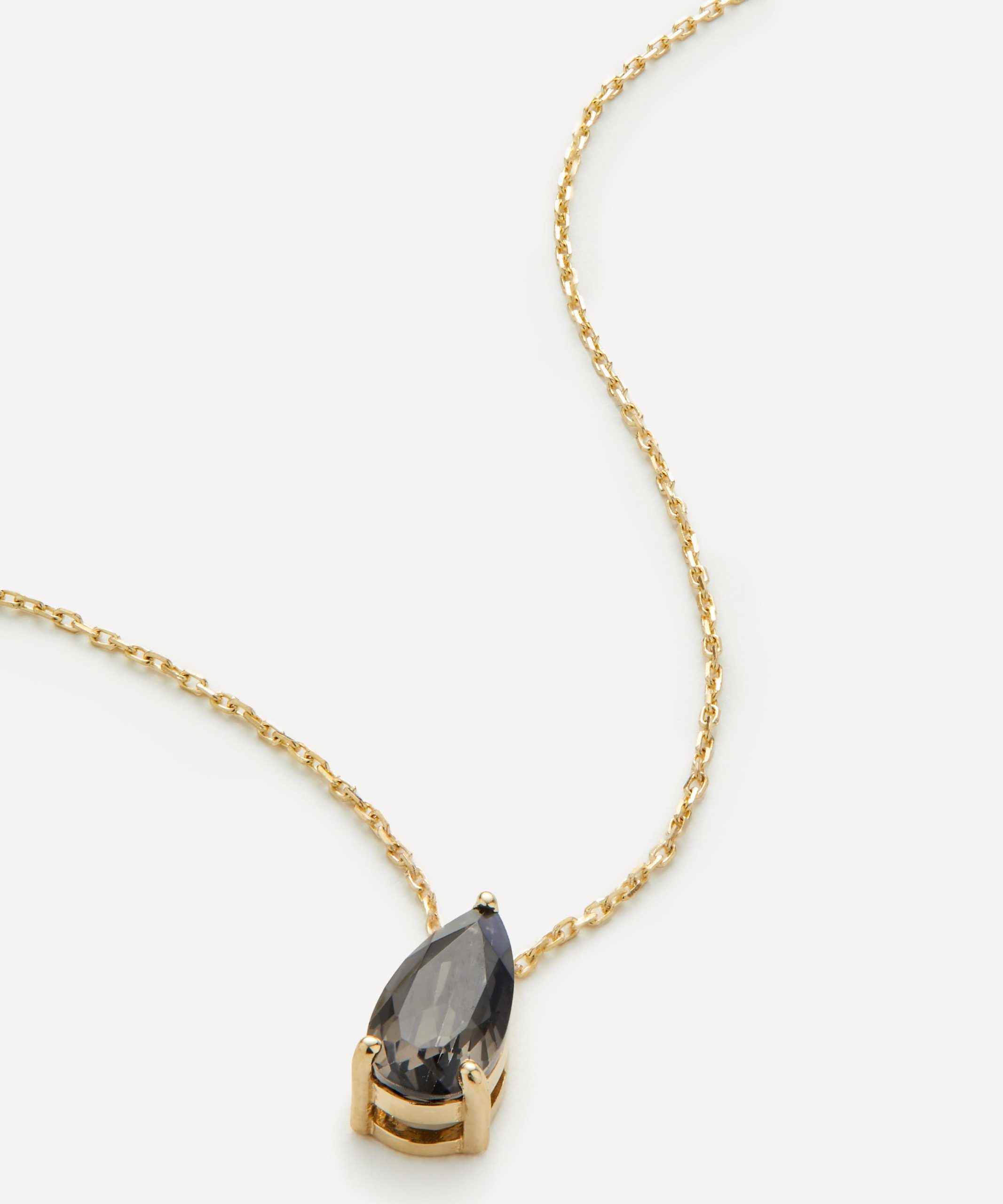 Suzanne Kalan 14ct Gold Black Night Quartz Pear Drop Pendant Necklace