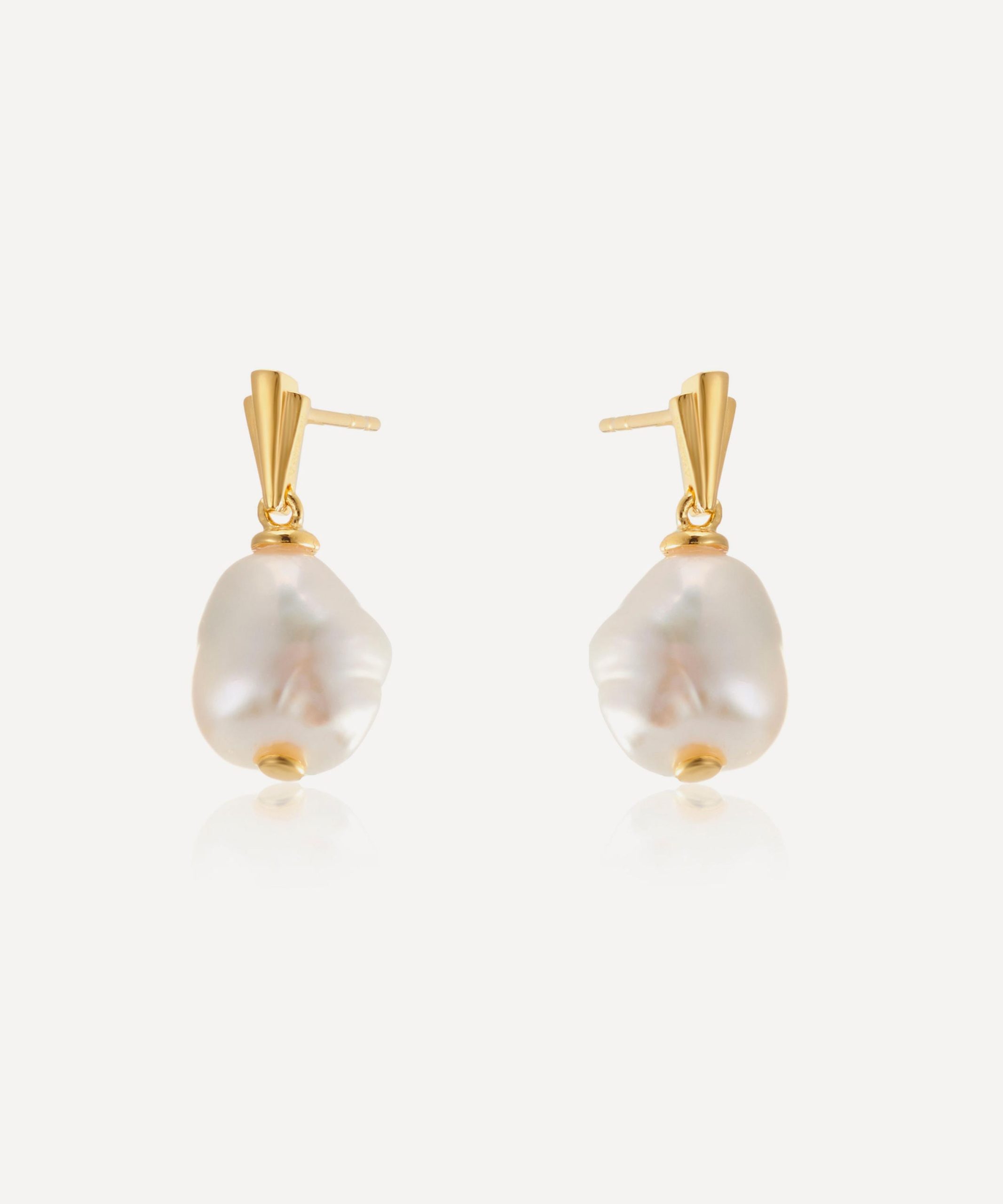 </br> 18ct Gold-Plated Coco Pearl Drop Earrings