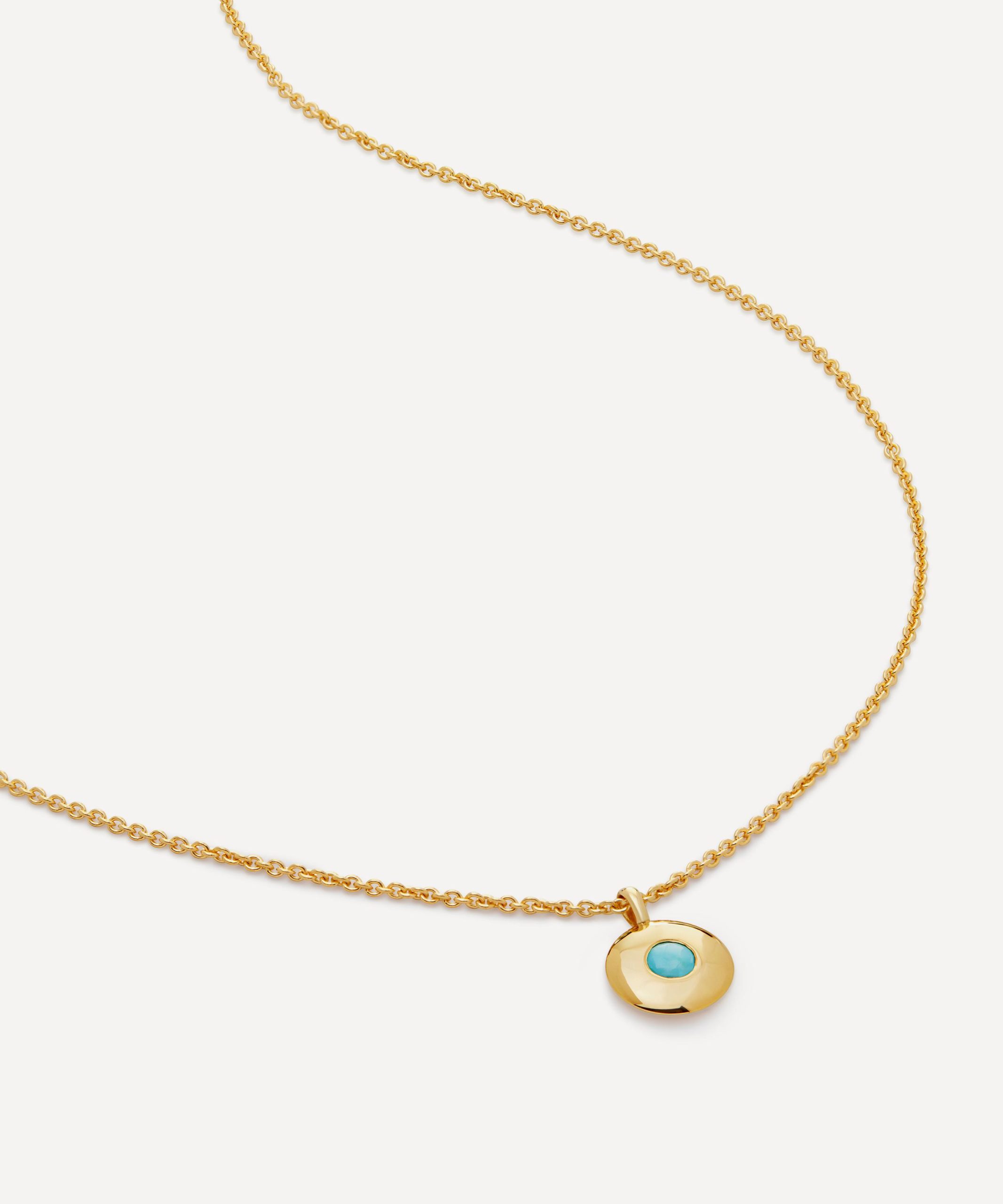 Monica Vinader 18ct Gold-Plated Vermeil Silver Turquoise Birthstone Pendant Necklace