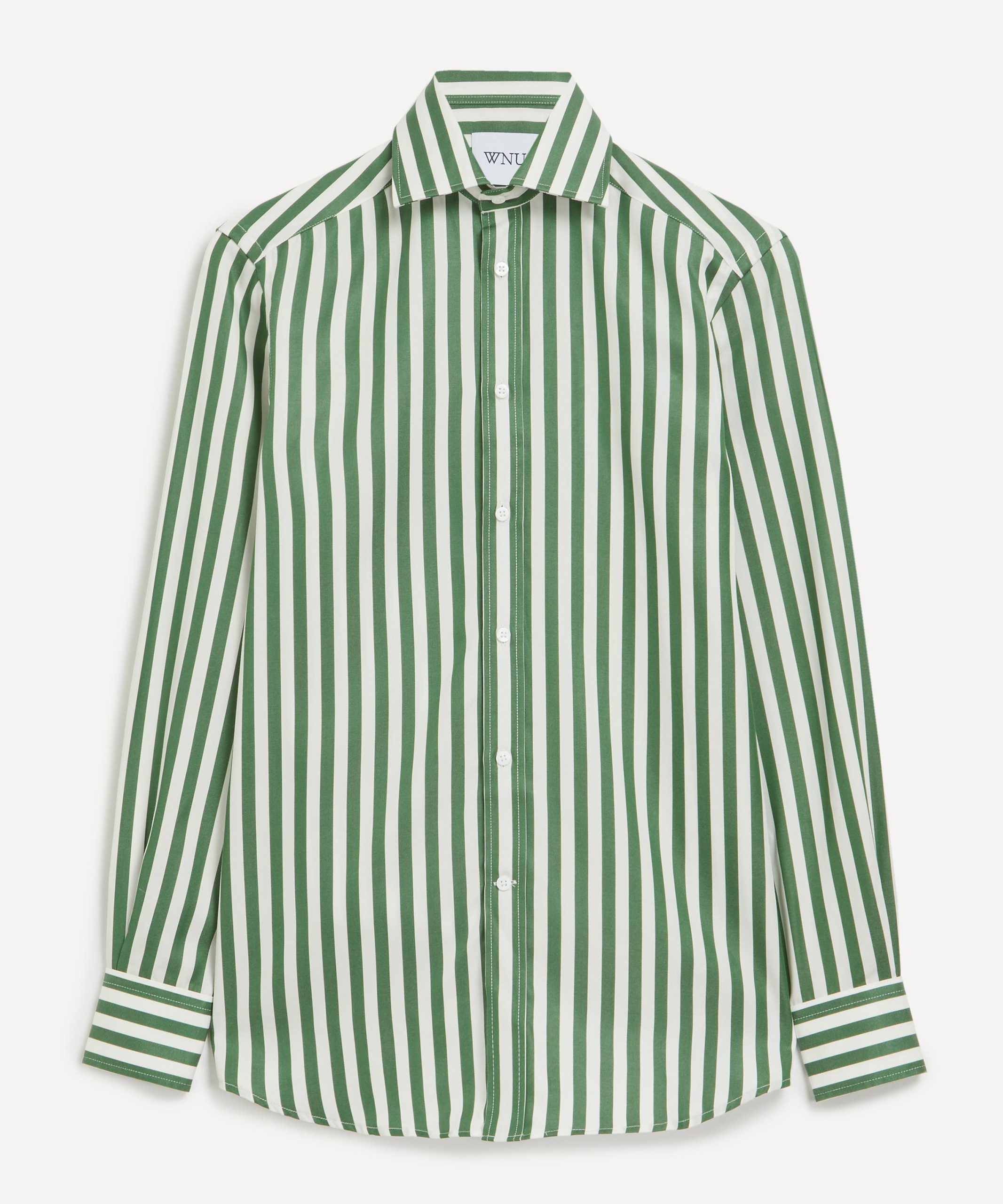 With Nothing Underneath The Boyfriend Tencel Forest Green Stripe Shirt