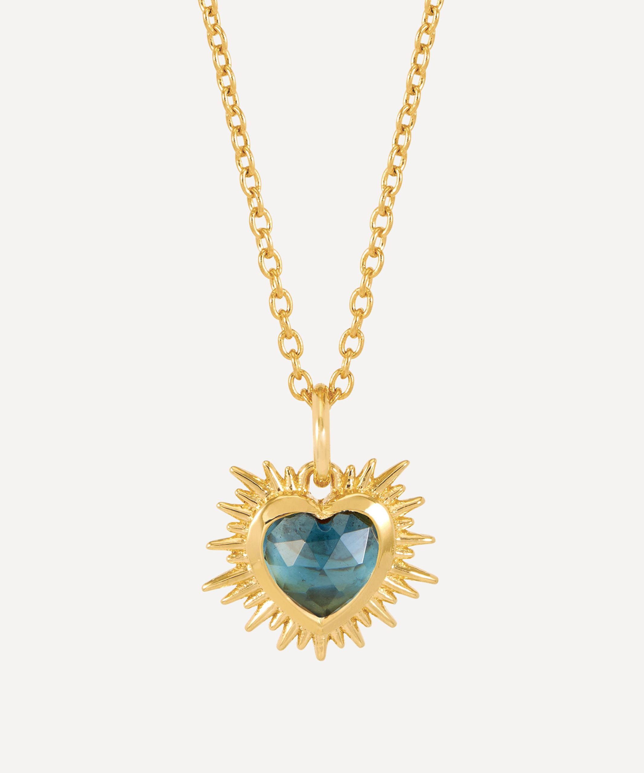 Rachel Jackson 22ct Gold-Plated Electric Love Blue Topaz Heart Pendant Necklace