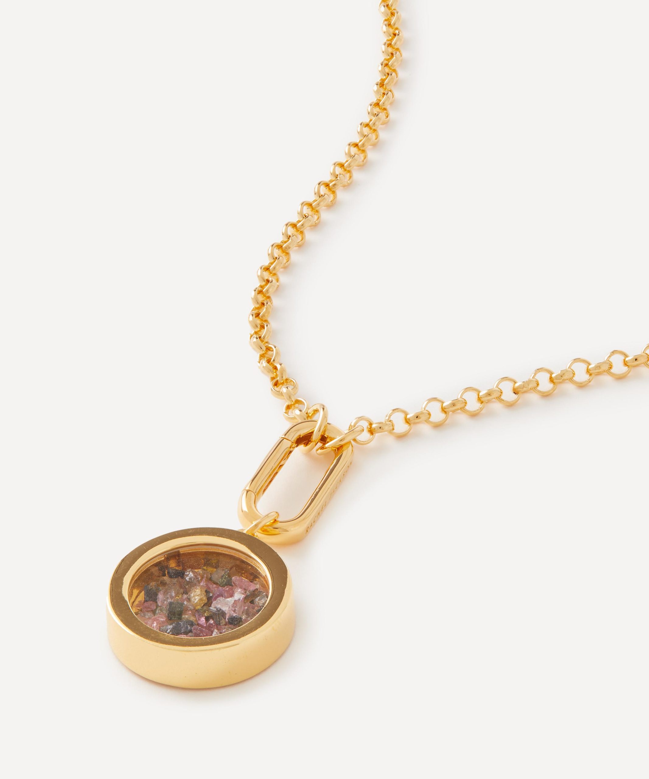 Rachel Jackson 22ct Gold-Plated Deco Sun January Birthstone Pendant Necklace