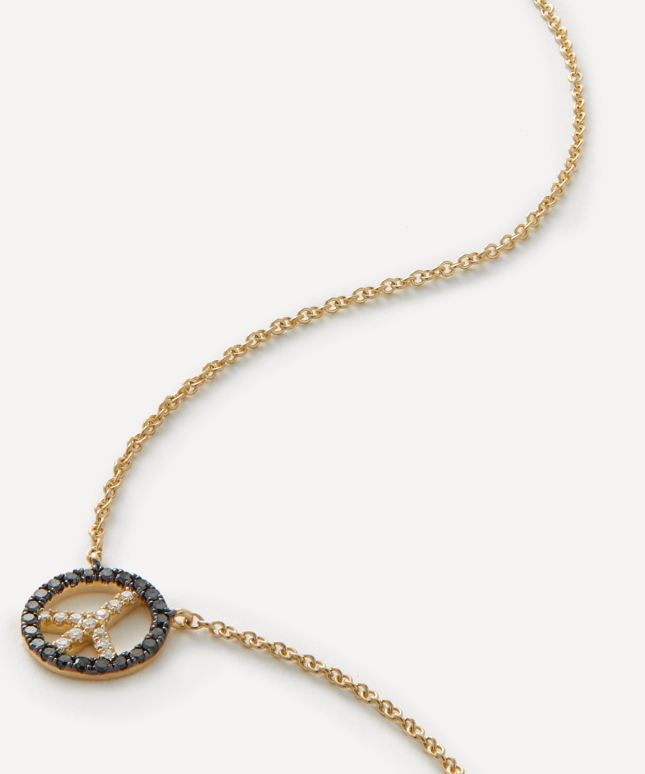 Roxanne First 14ct Gold Mini Diamond Peace-Out Pendant Necklace