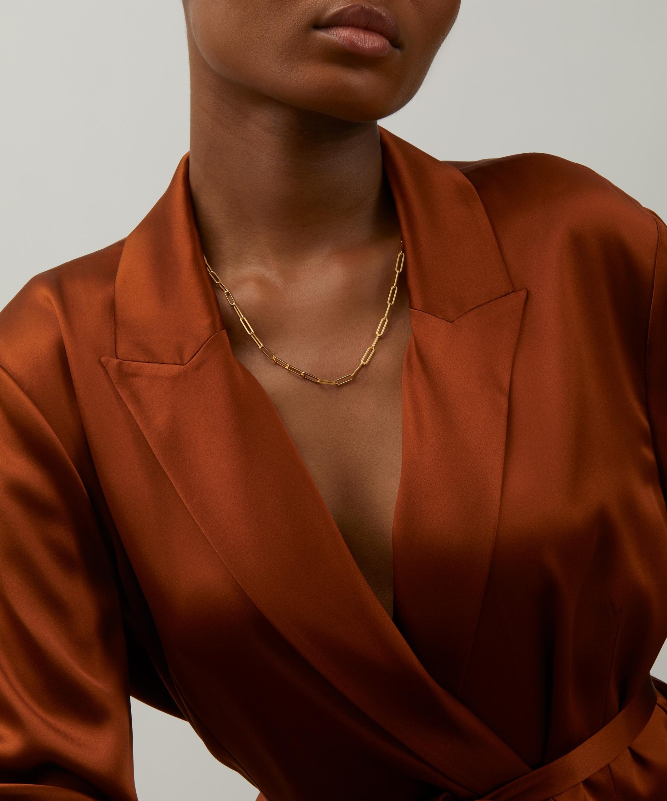 Otiumberg 14ct Gold-Plated Vermeil Silver Long Love Link Chain Necklace