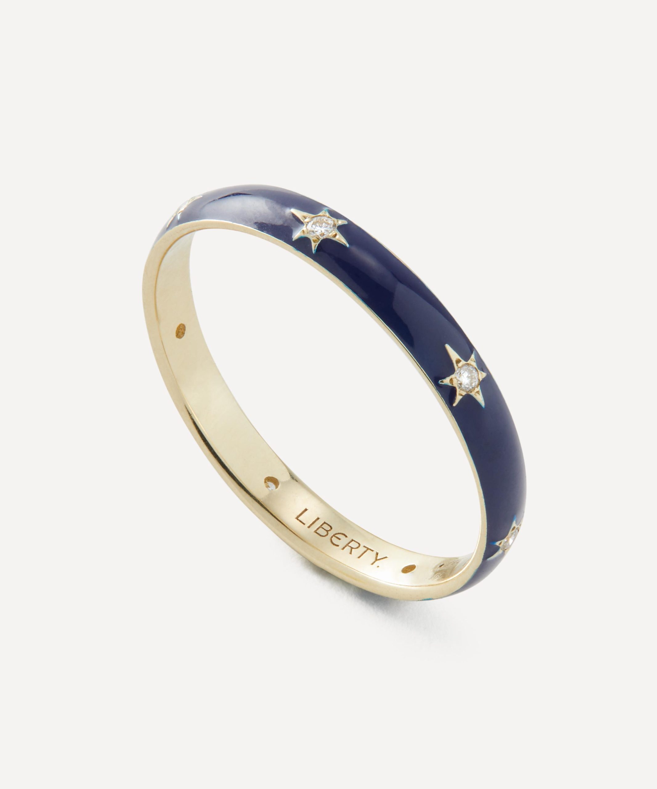 Liberty 9ct Gold Ianthe Star Glazed Diamond Band Ring