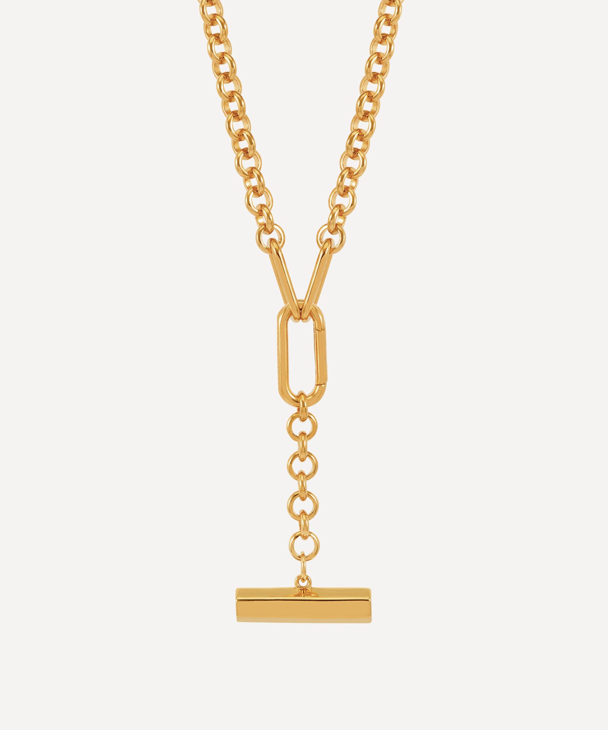 Rachel Jackson 22ct Gold-Plated Statement Hardware T-Bar Necklace