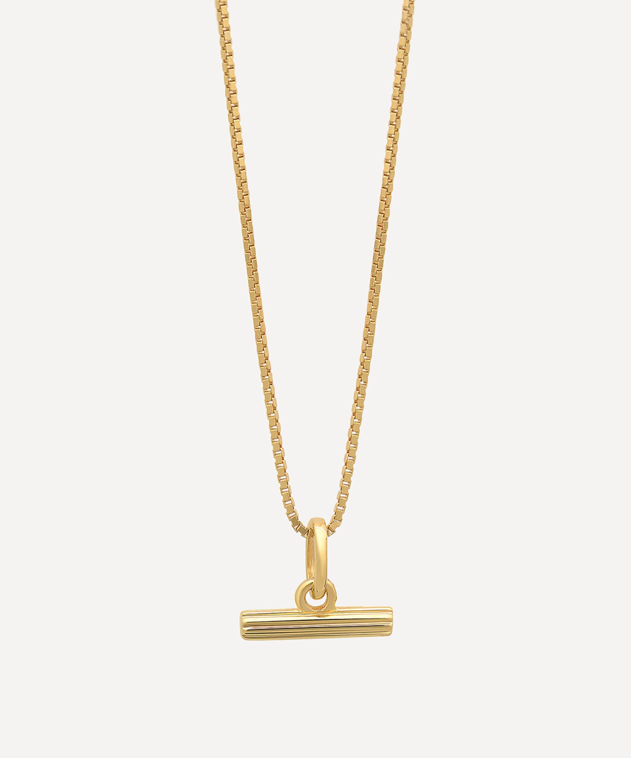 Rachel Jackson 22ct Gold-Plated Mini T-Bar Pendant Necklace