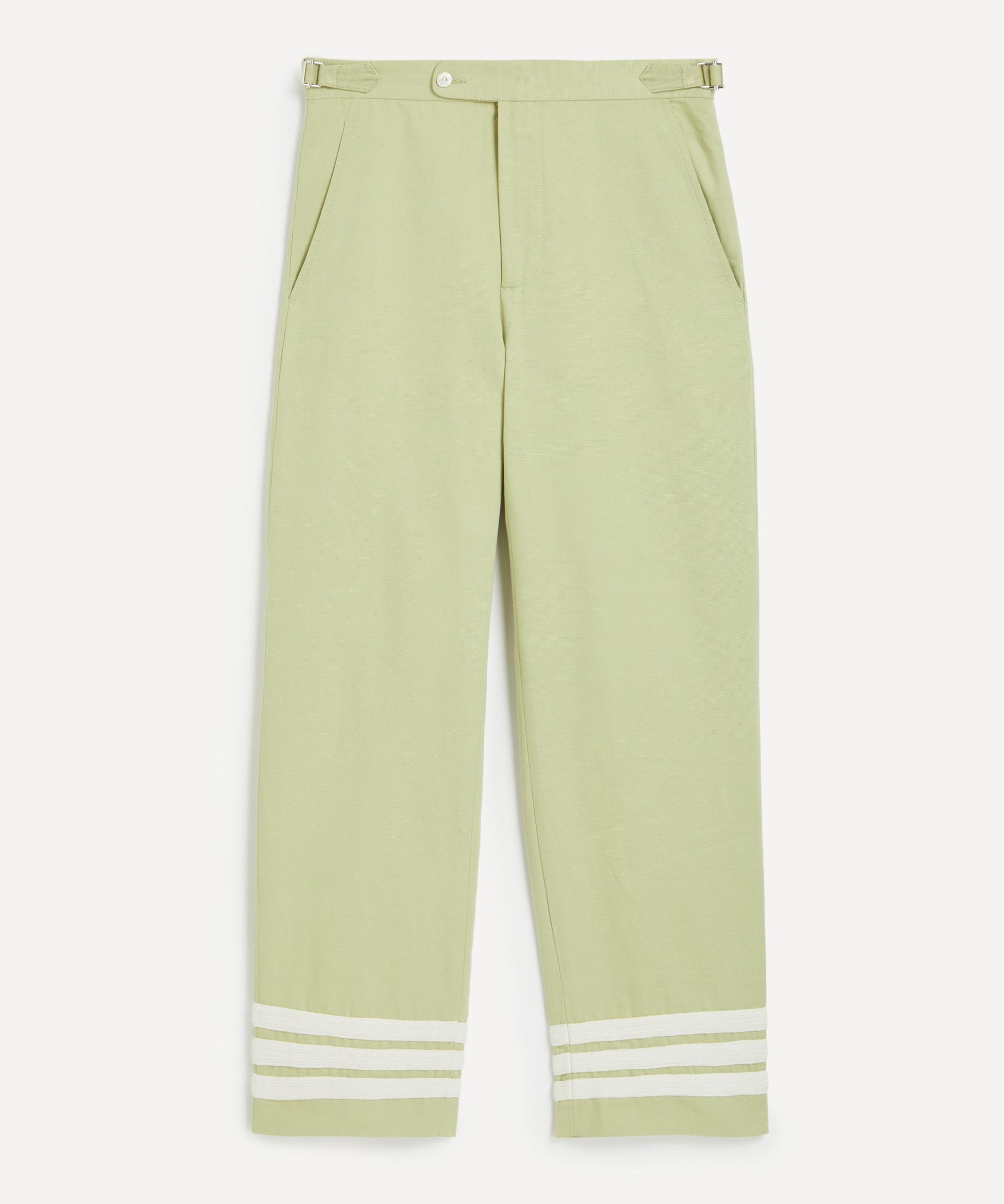 Bode Green-Cream Tri-Stripe Trousers