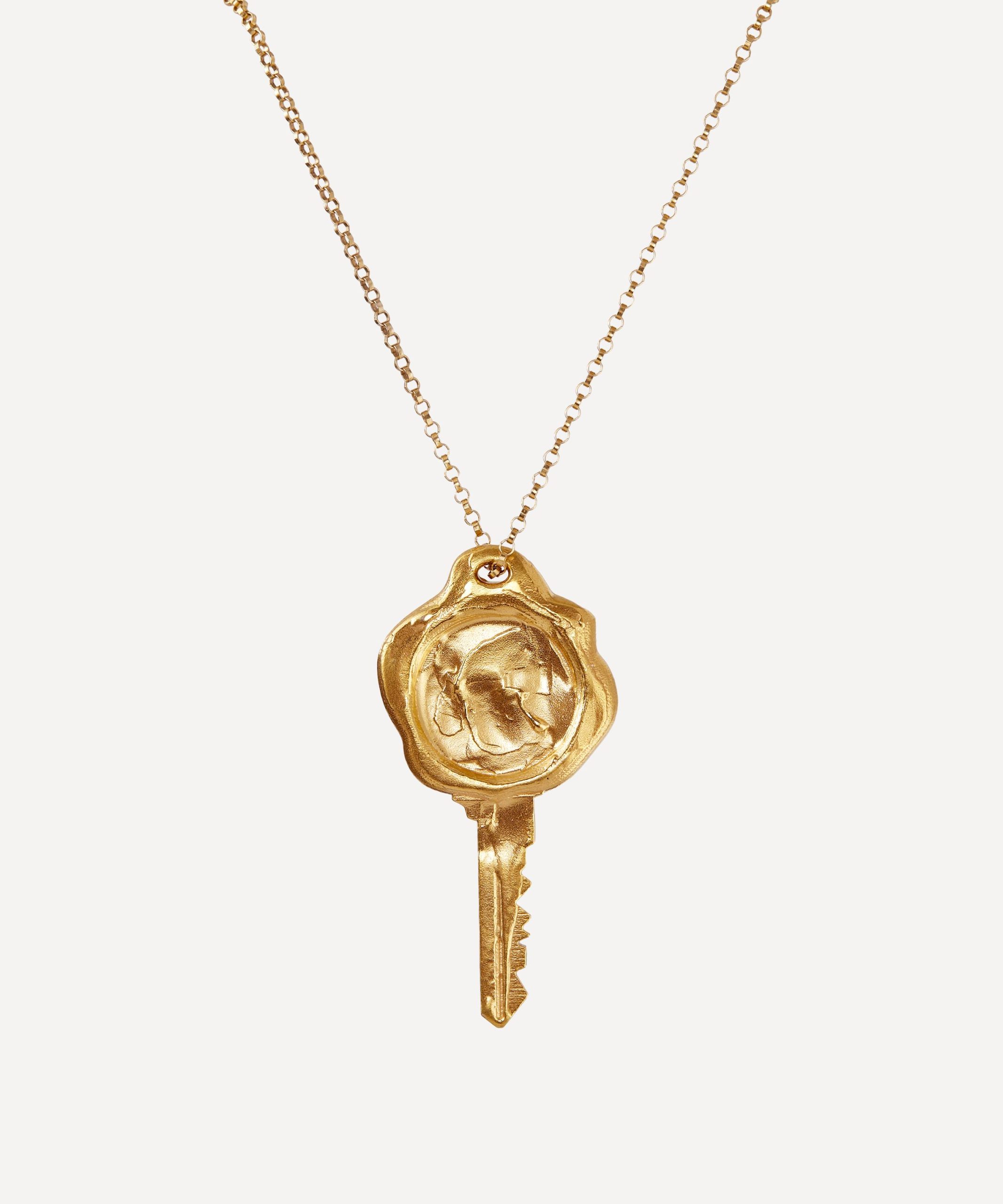 Alighieri 24ct Gold-Plated Key To The Library Pendant Necklace