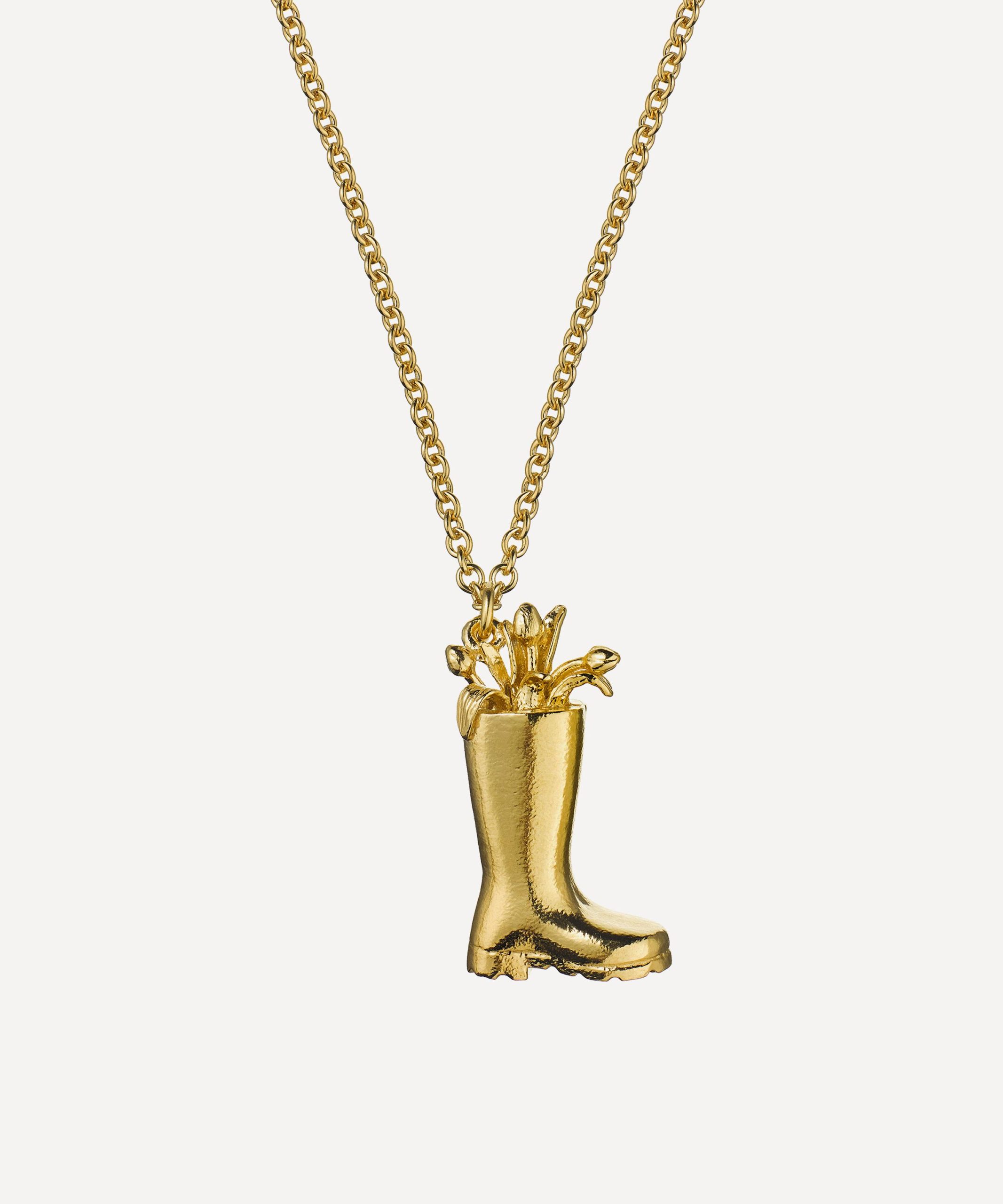 Alex Monroe 22ct Gold-Plated Tulip Filled Wellington Boot Pendant Necklace