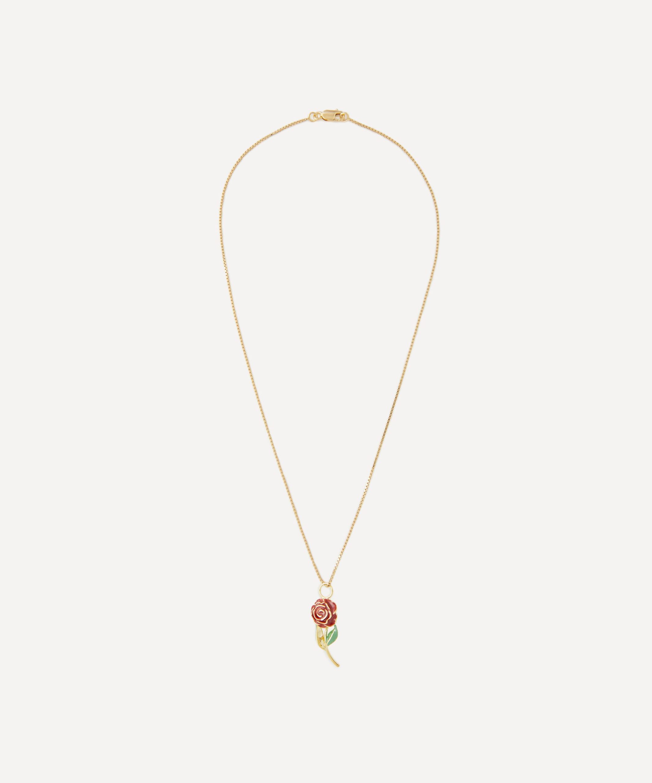 Anna + Nina Gold-Plated Roses Are Red Charm Necklace