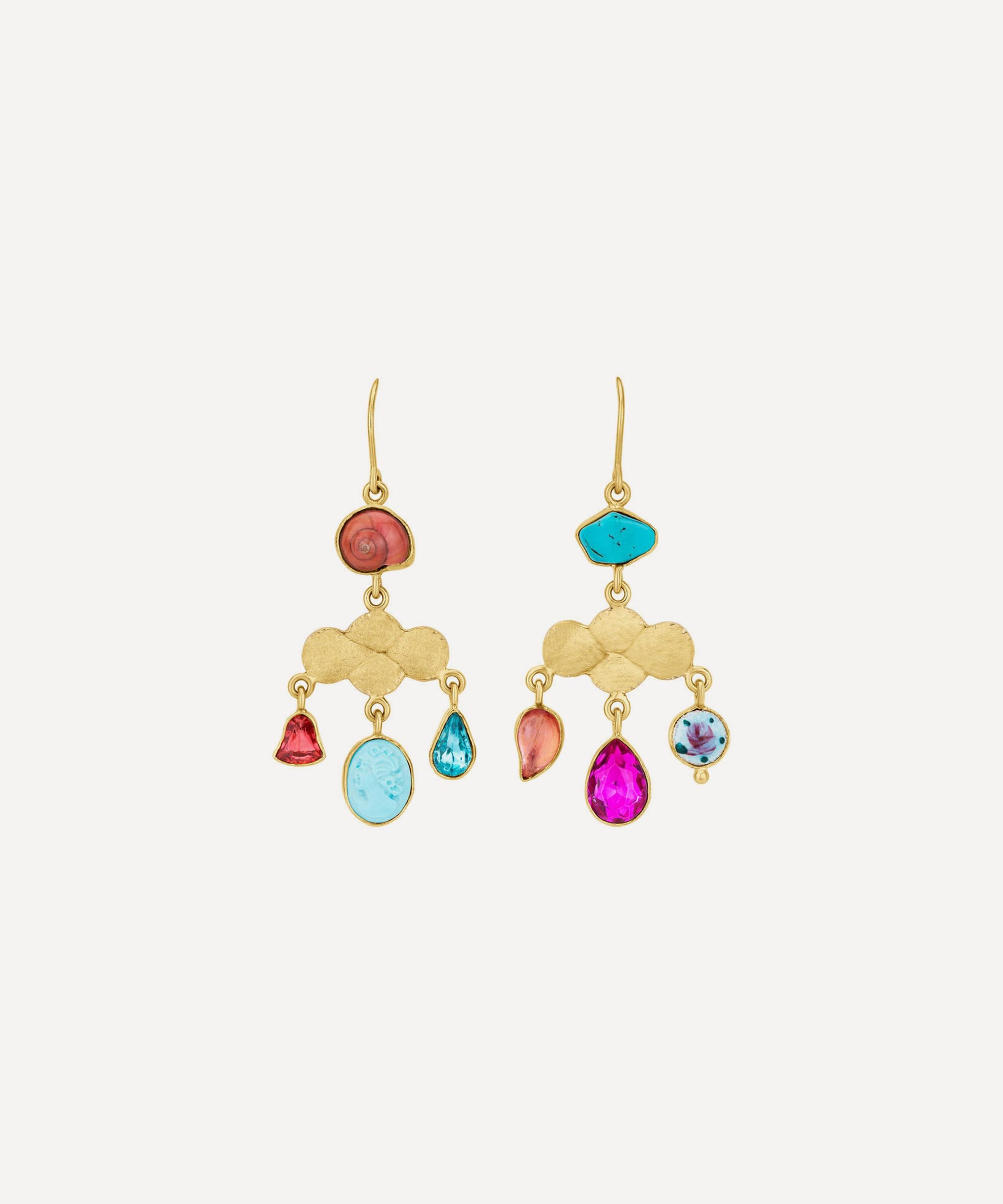 Grainne Morton 18ct Gold-Plated Girandole Turquoise Drop Earrings