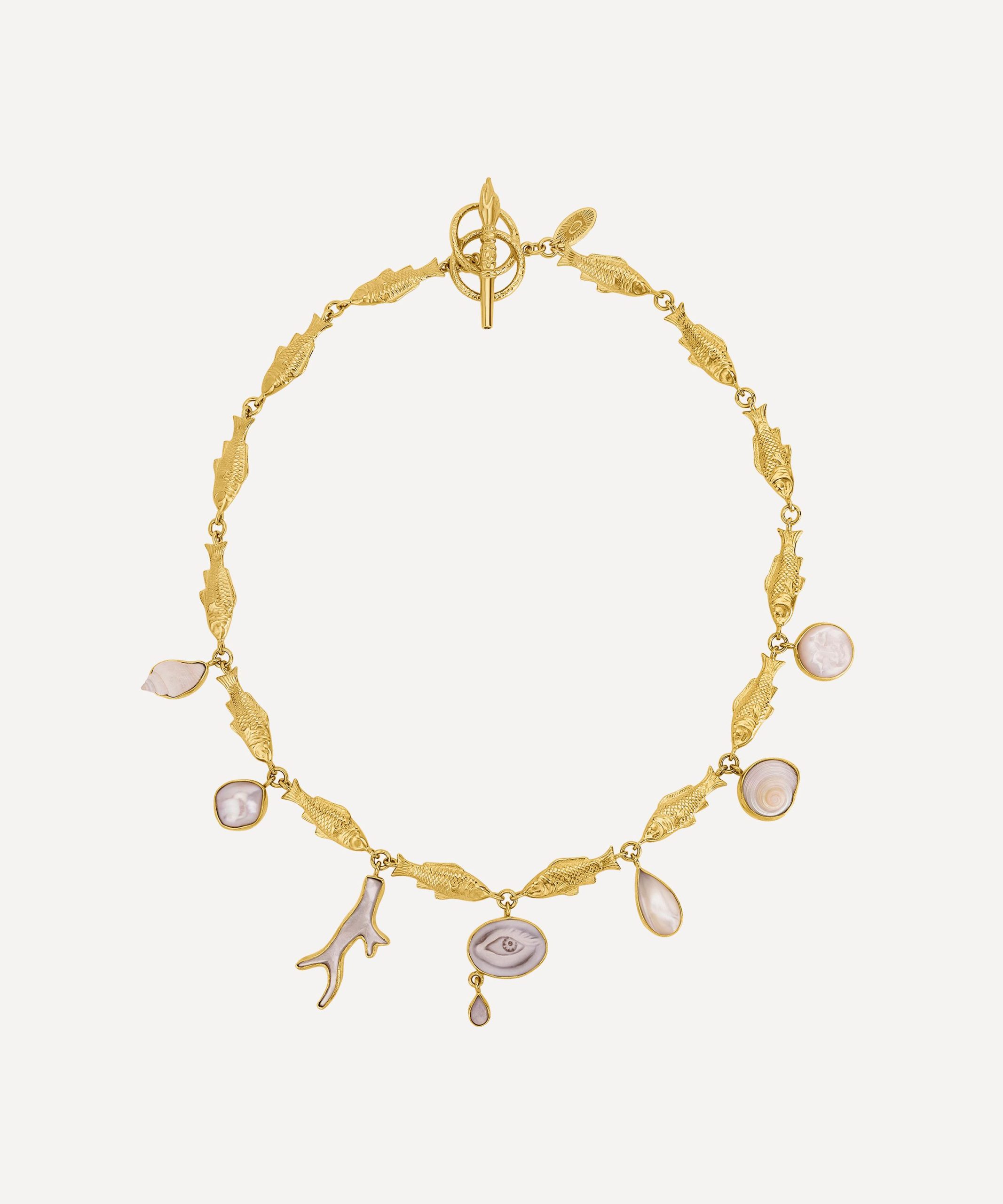 Grainne Morton 18ct Gold-Plated Fish Multi Charm Necklace