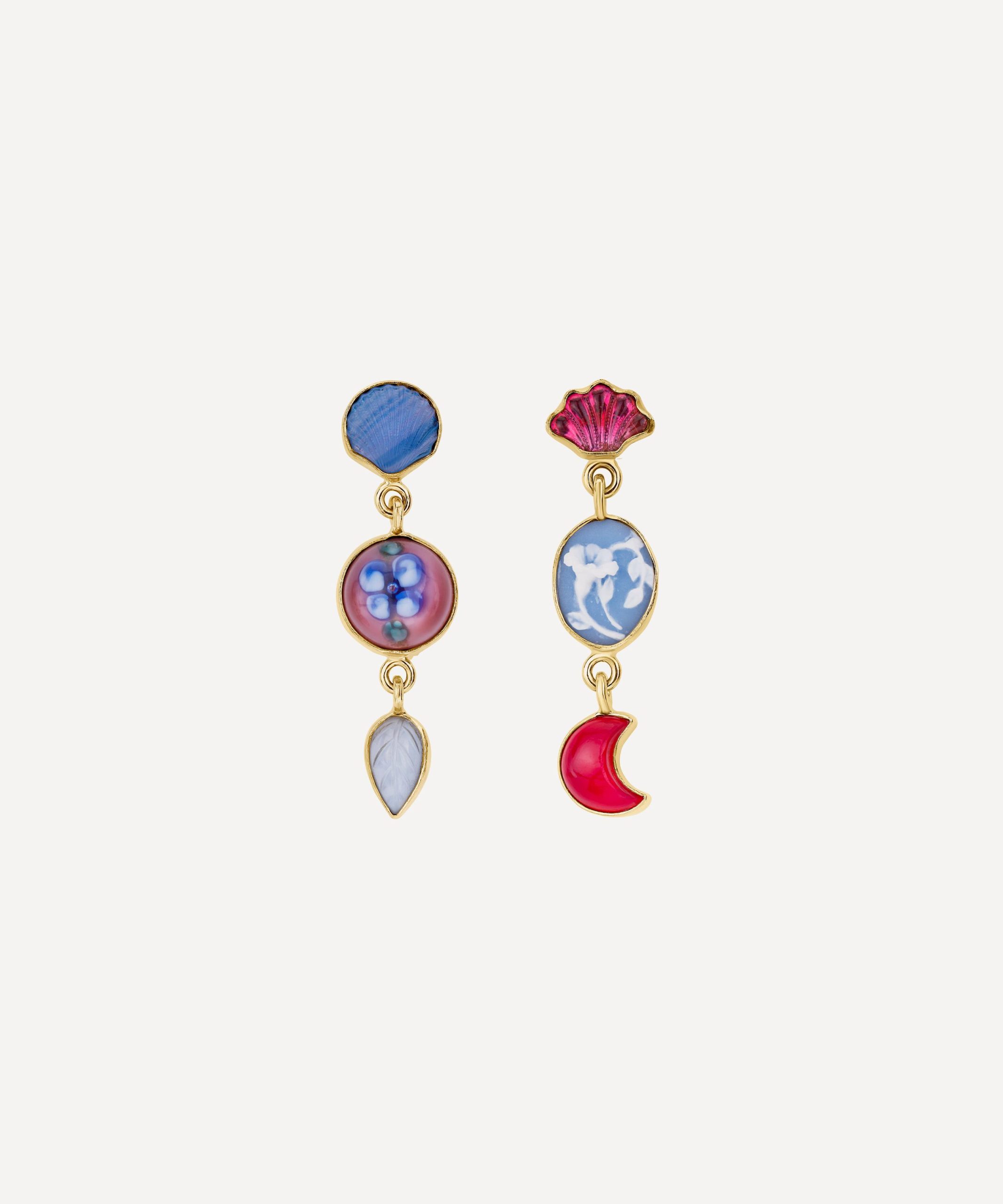 Grainne Morton 18ct Gold-Plated Three Charm Drop Earrings