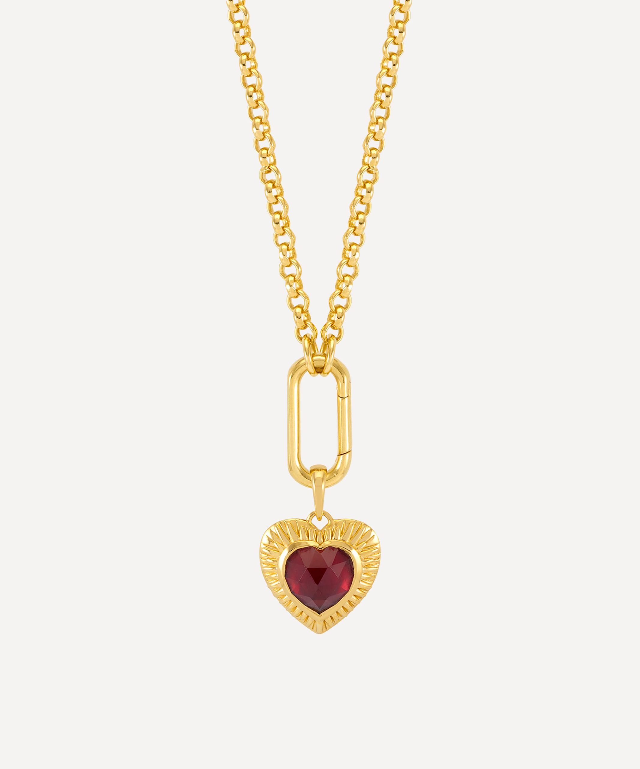 Rachel Jackson 22ct Gold-Plated Personalised Electric Love Garnet Heart Pendant Necklace
