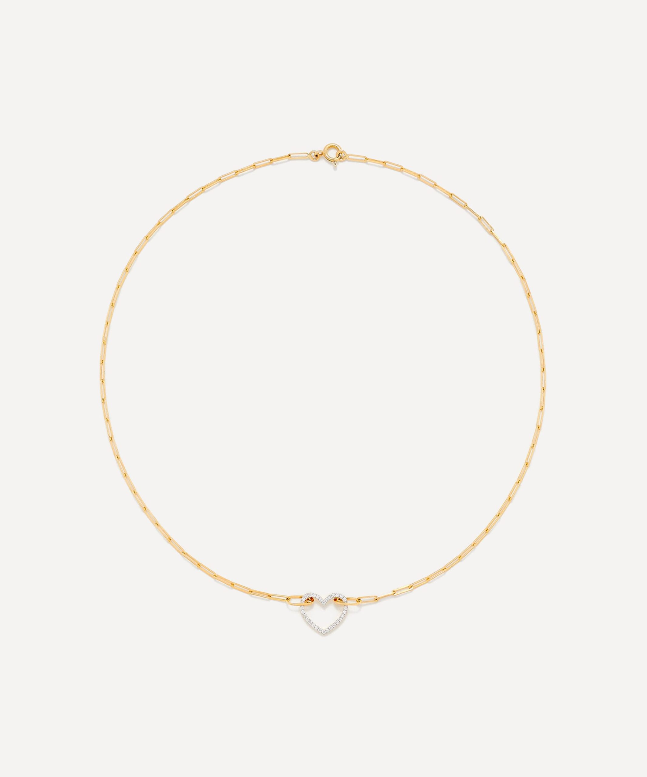 Yvonne Léon 18ct Gold Small Diamond Heart Pendant Necklace