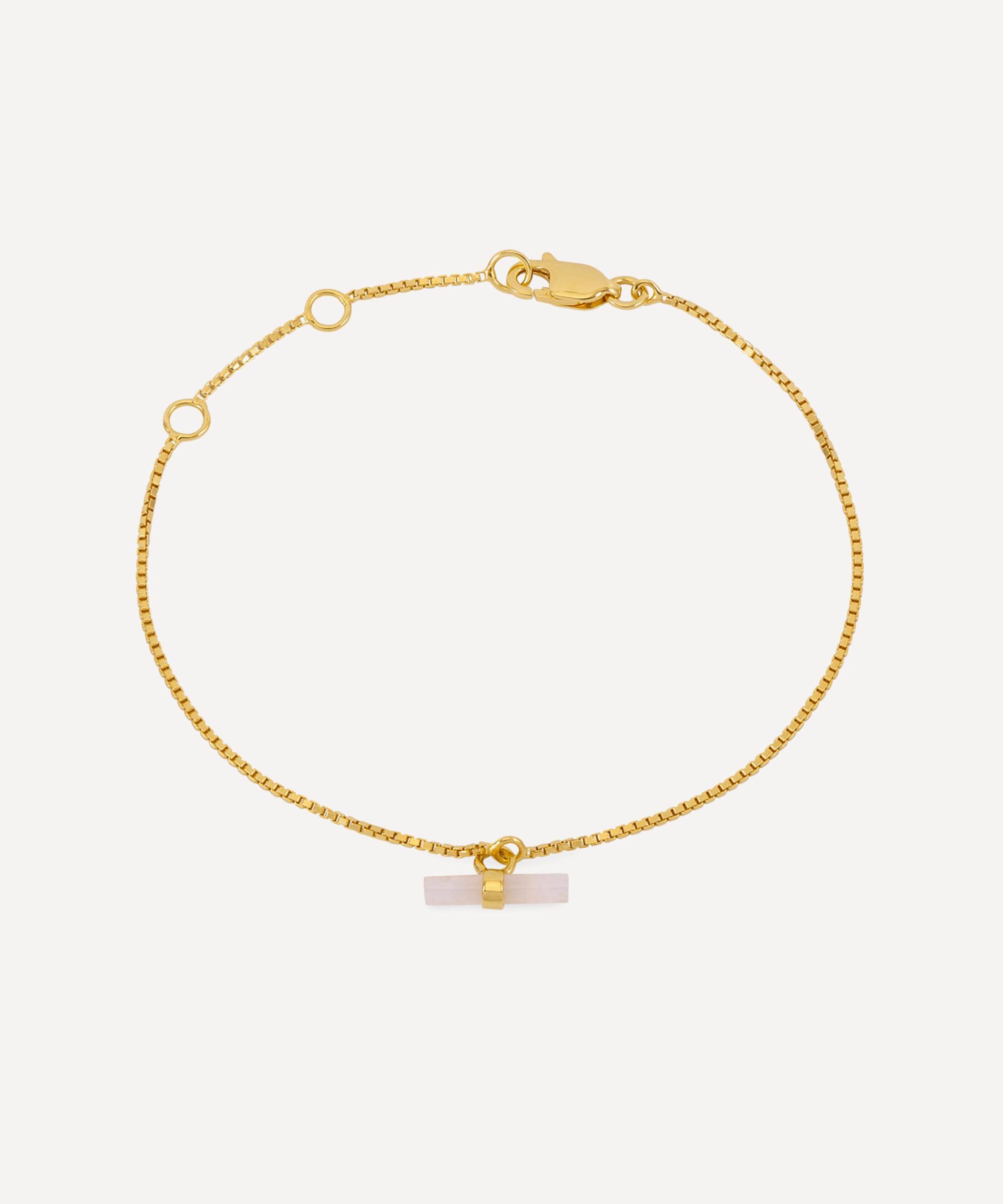 Rachel Jackson 22ct Gold-Plated Love Rose Quartz T-Bar Bracelet