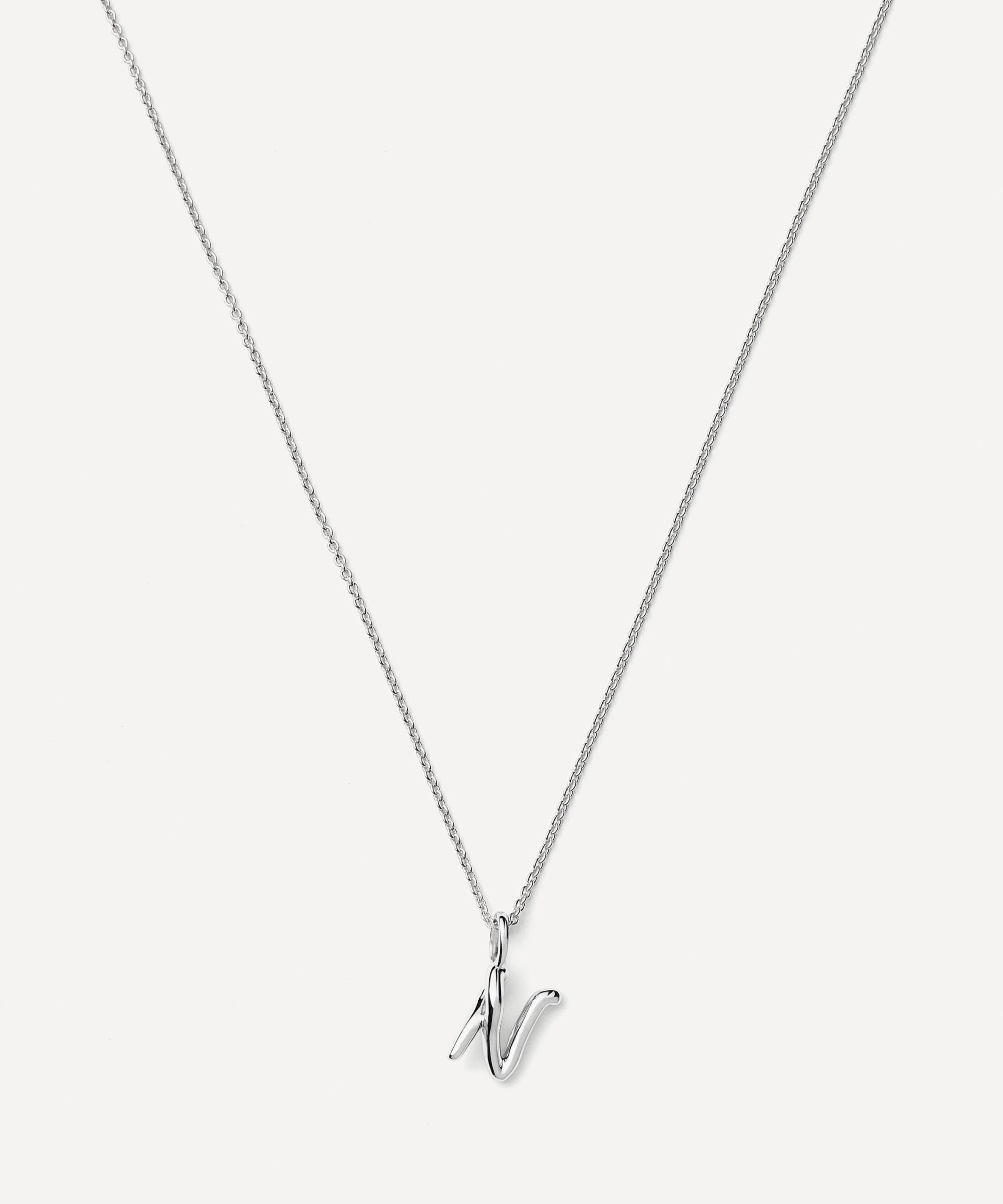 Missoma Sterling Silver Curly Molten Mini N Initial Pendant Necklace