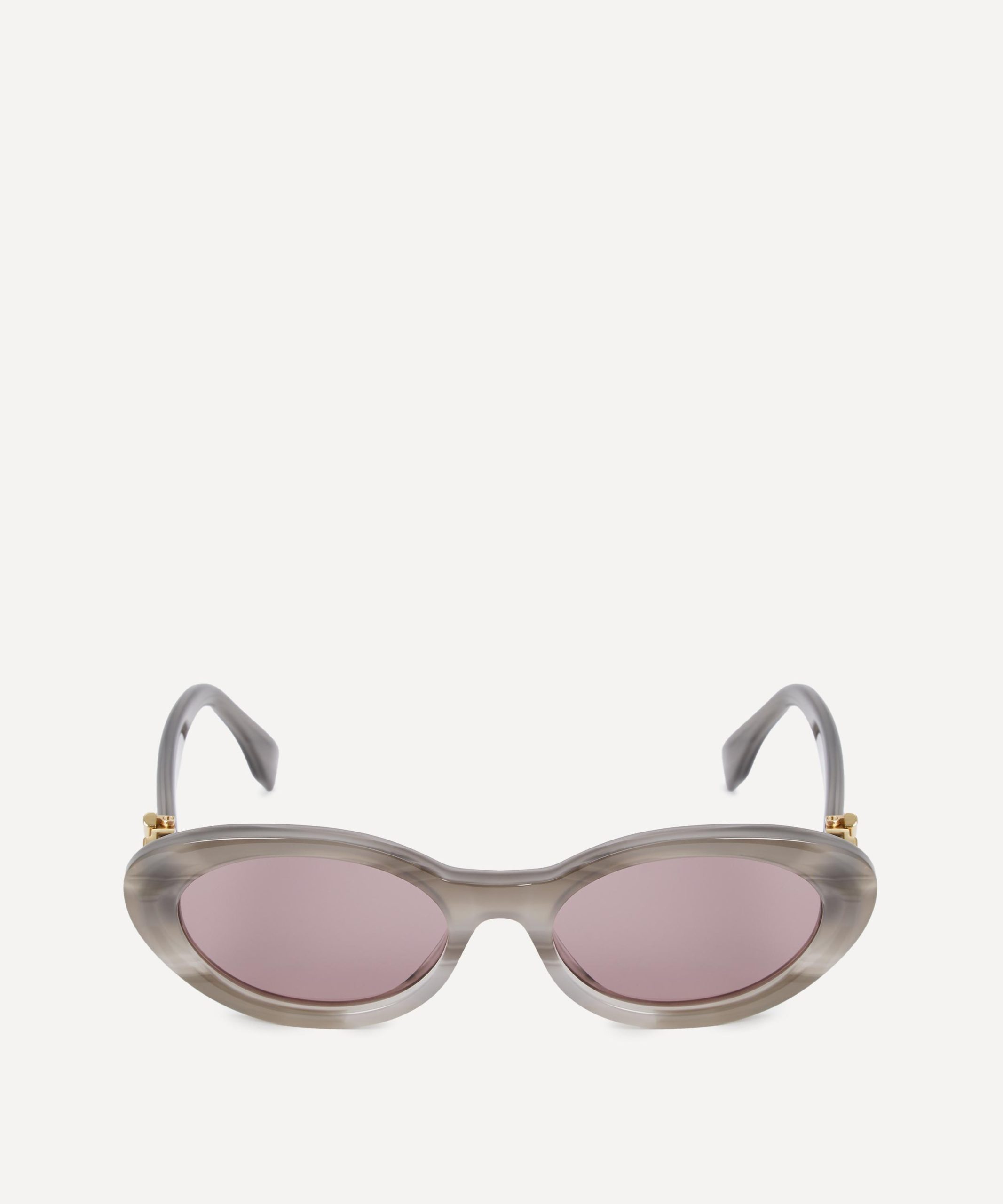 Fendi Oval FF Diamonds Grey Acetate Sunglasses