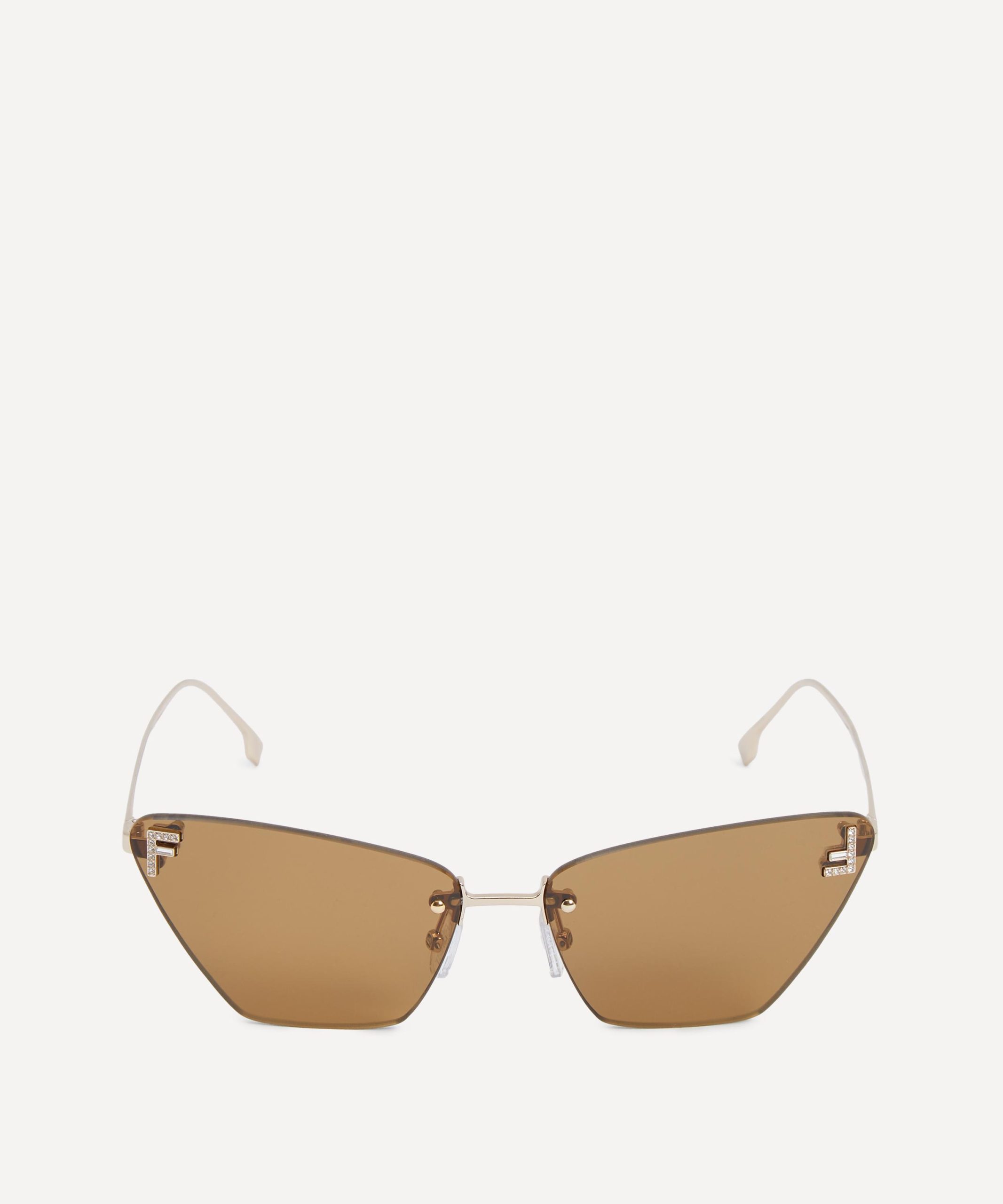 Fendi Cat-Eye Rose Rimless Sunglasses