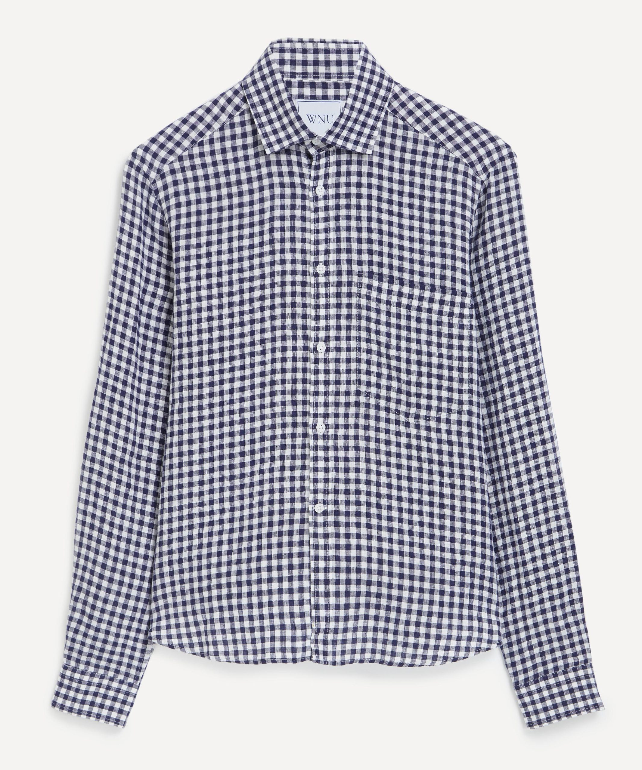 With Nothing Underneath The Classic Navy Blue Gingham Shirt
