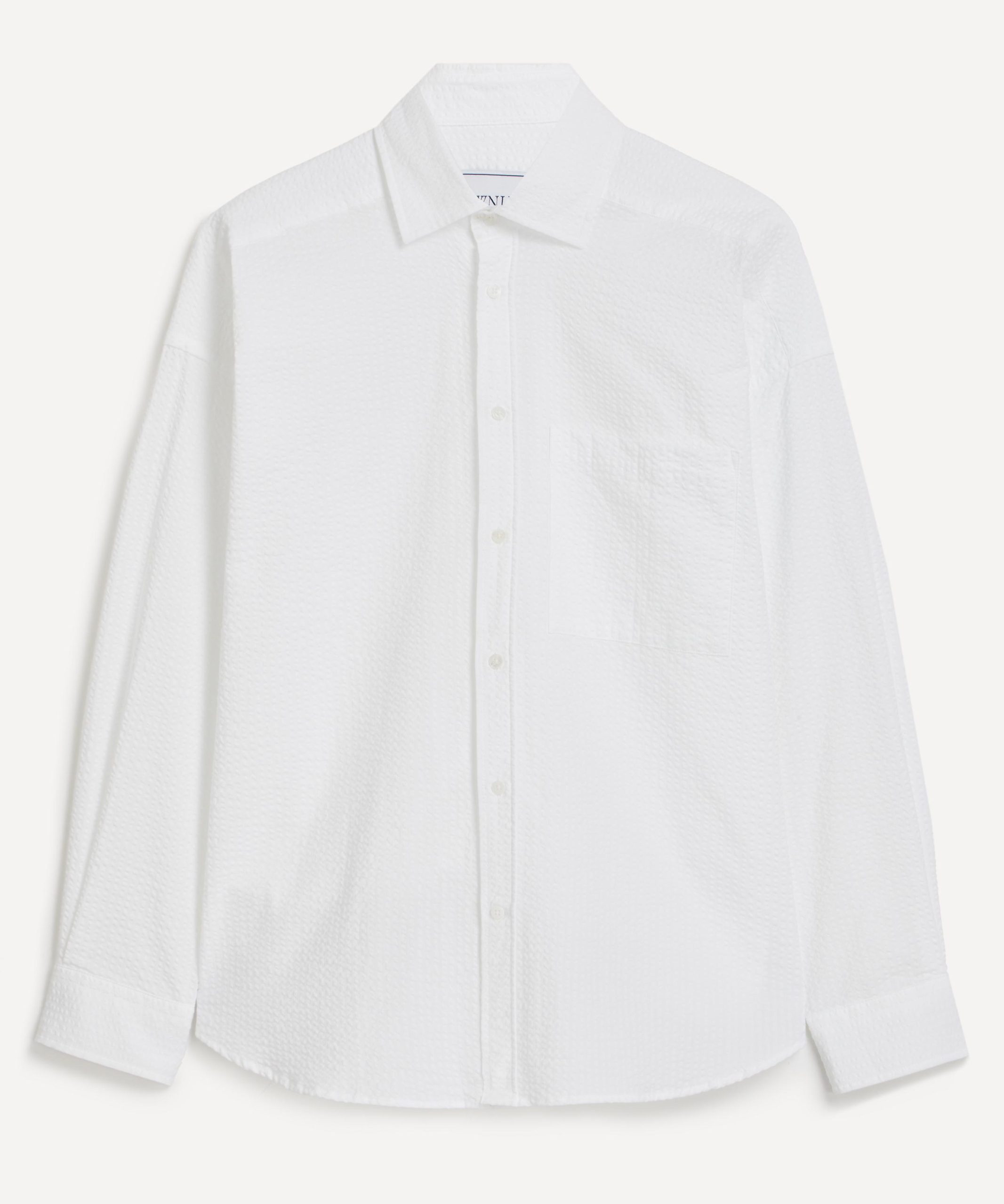 With Nothing Underneath The Weekend White Seersucker Shirt