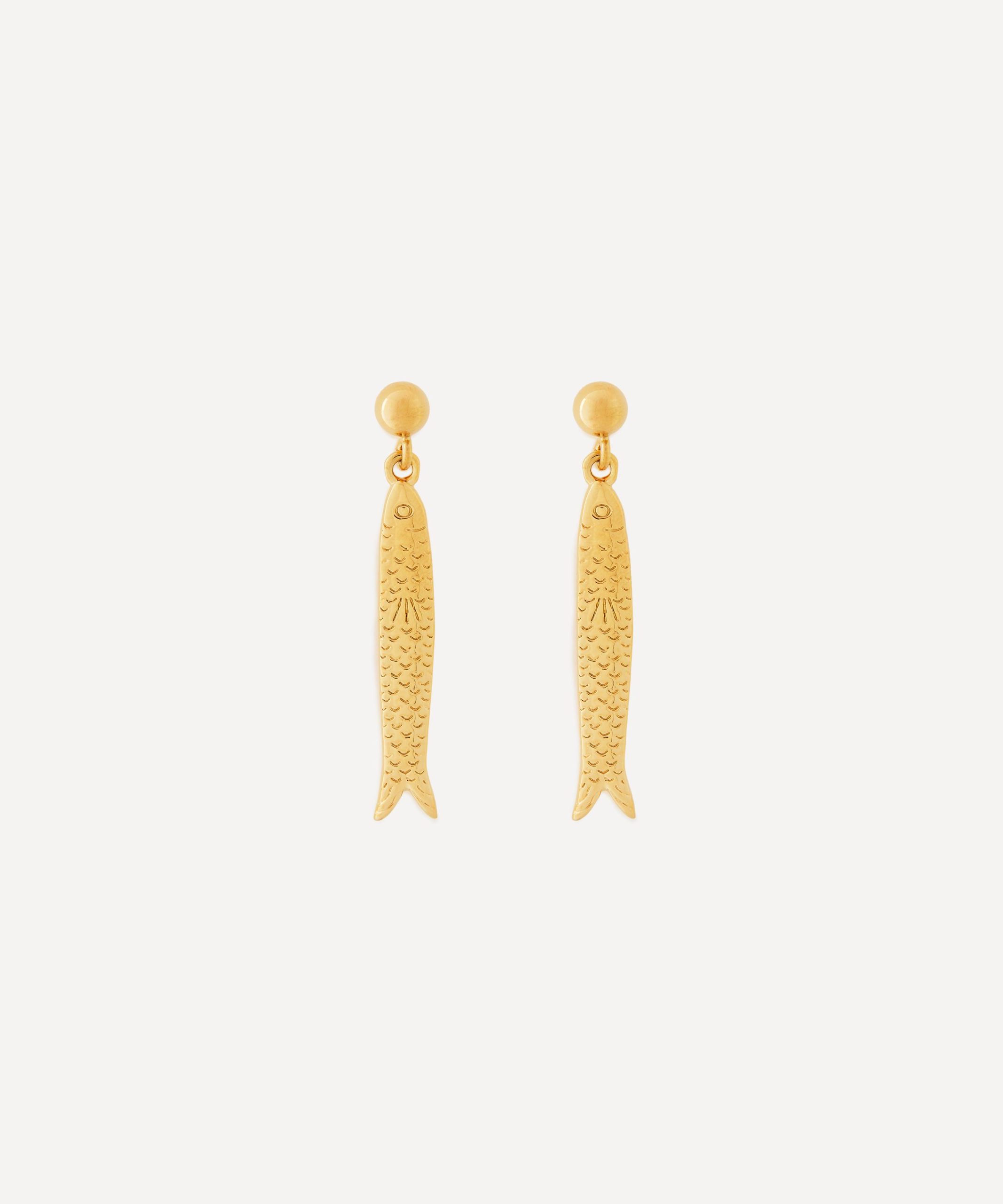 ANNI LU 18ct Gold-Plated Hippie Fish Pendant Drop Earrings