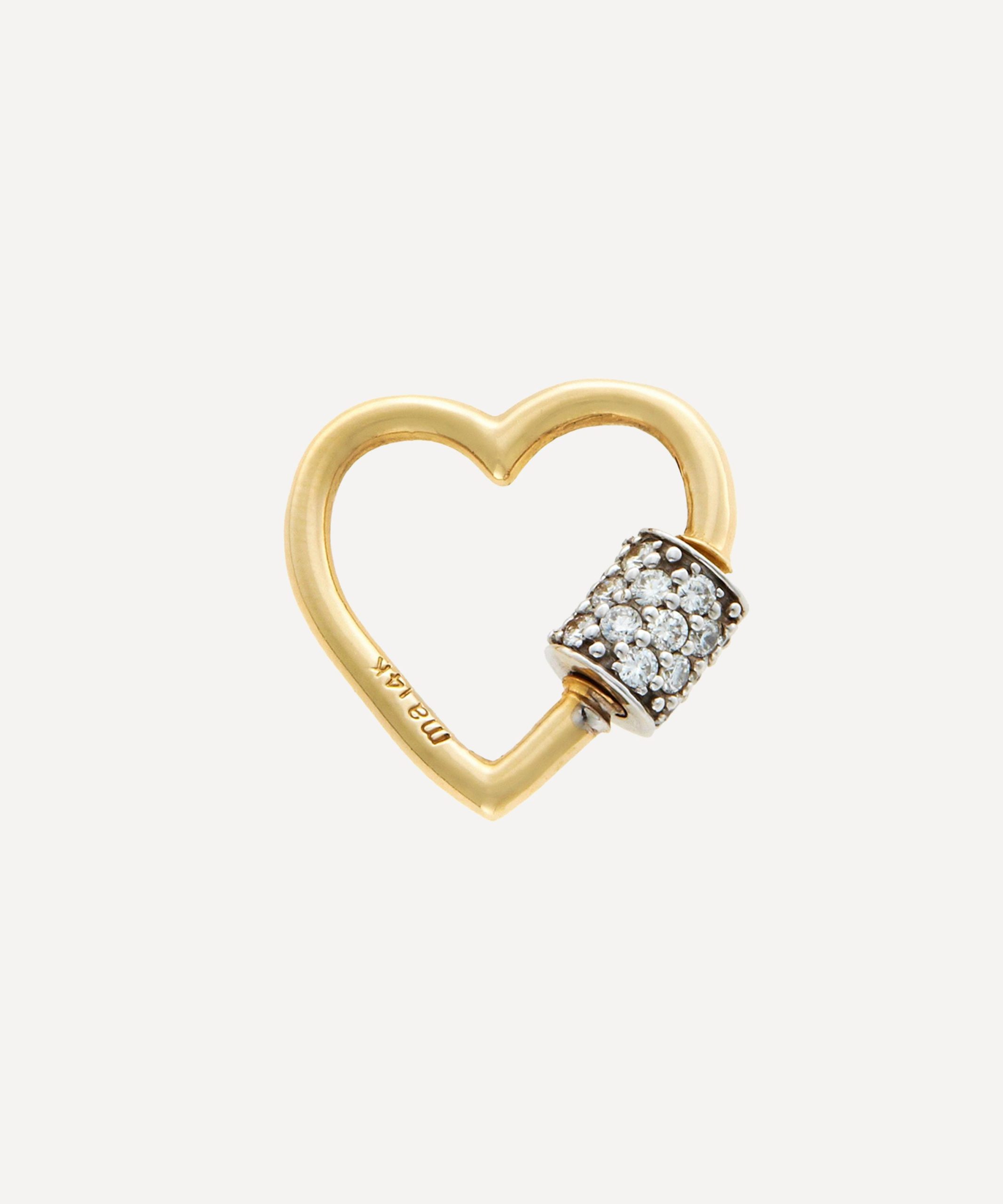 Marla Aaron 14ct Gold Stoned Baby Heartlock Carabiner Clasp