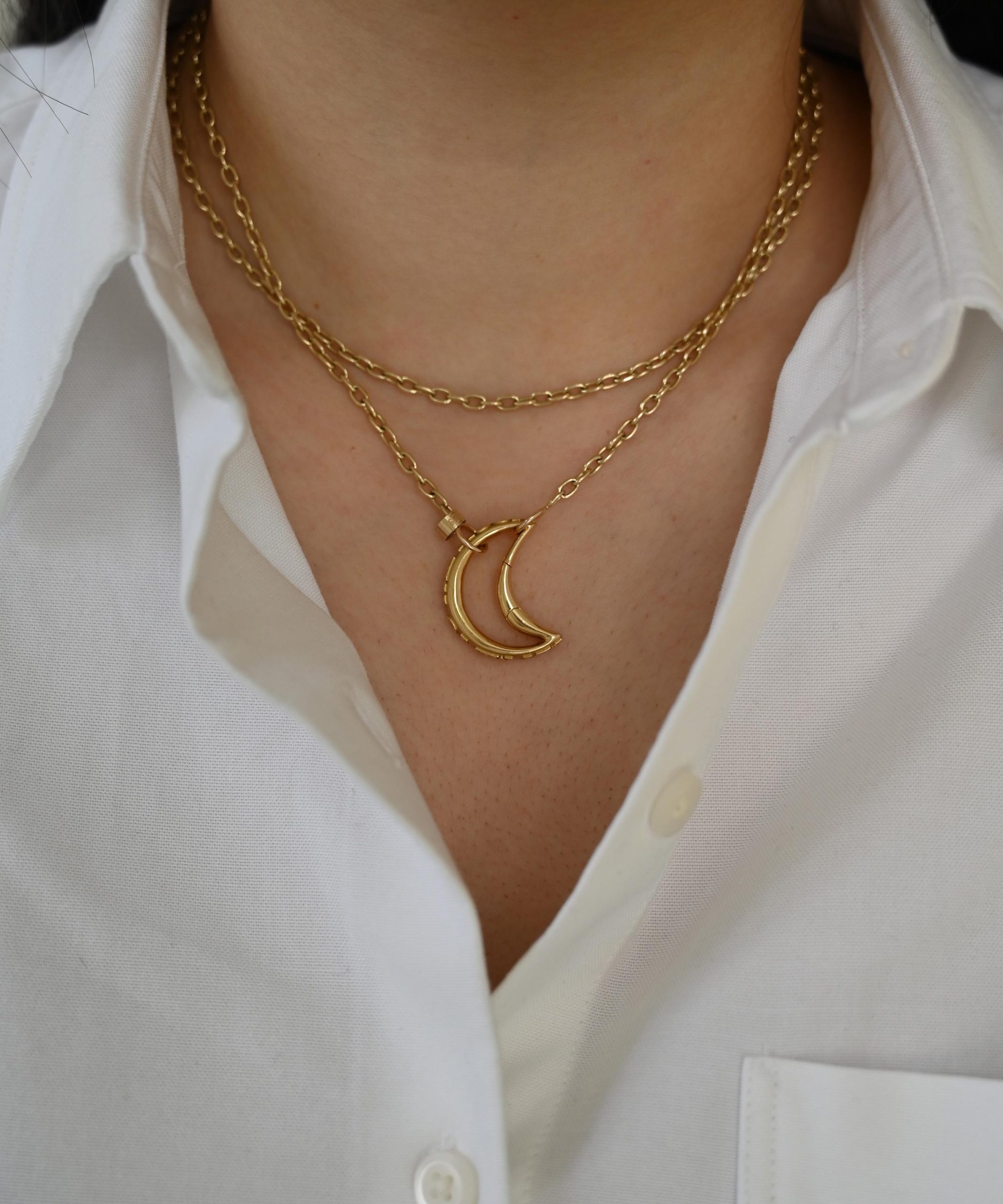 Marla Aaron 14ct Gold Pulley Chain Necklace